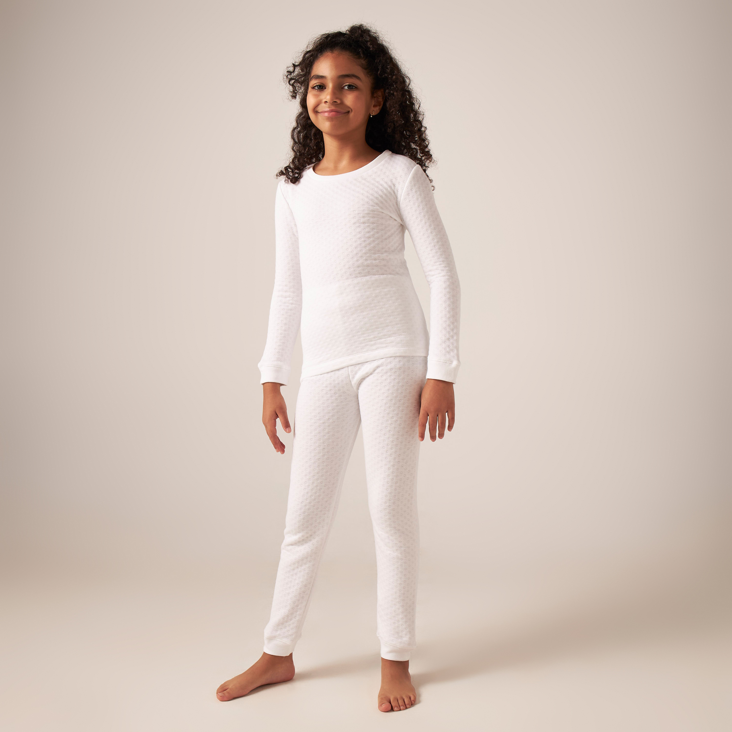 Buy Juniors Textured Thermal T shirt and Pants Set Online