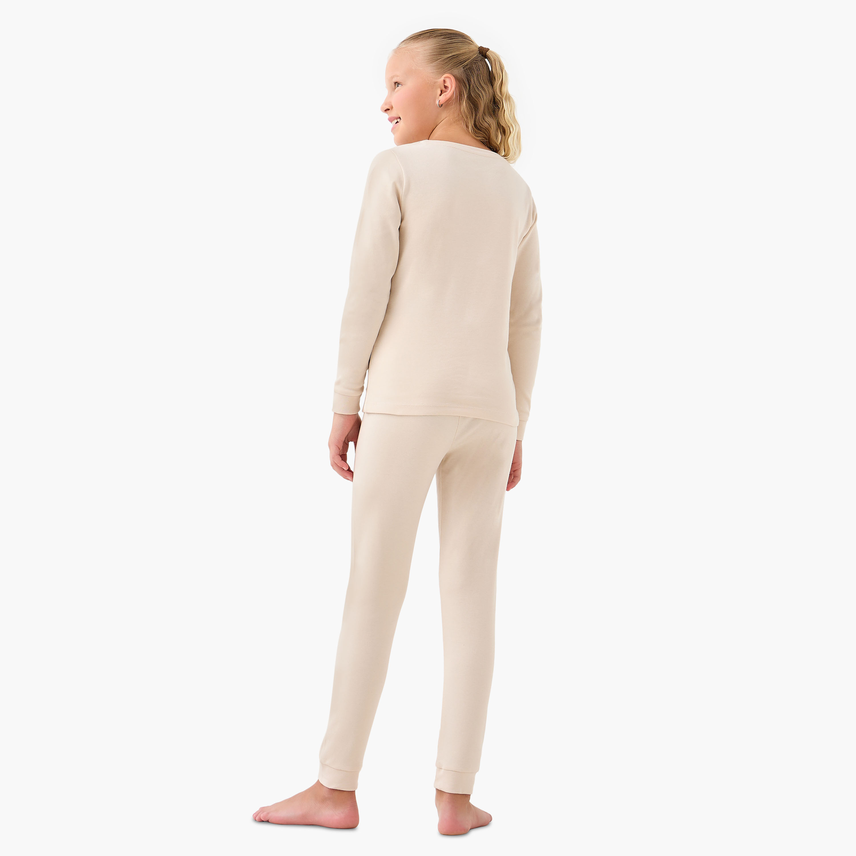 Juniors Solid Thermal T-shirt and Pyjama Set-girls-clothing-winterwear-thermalsets-image-4