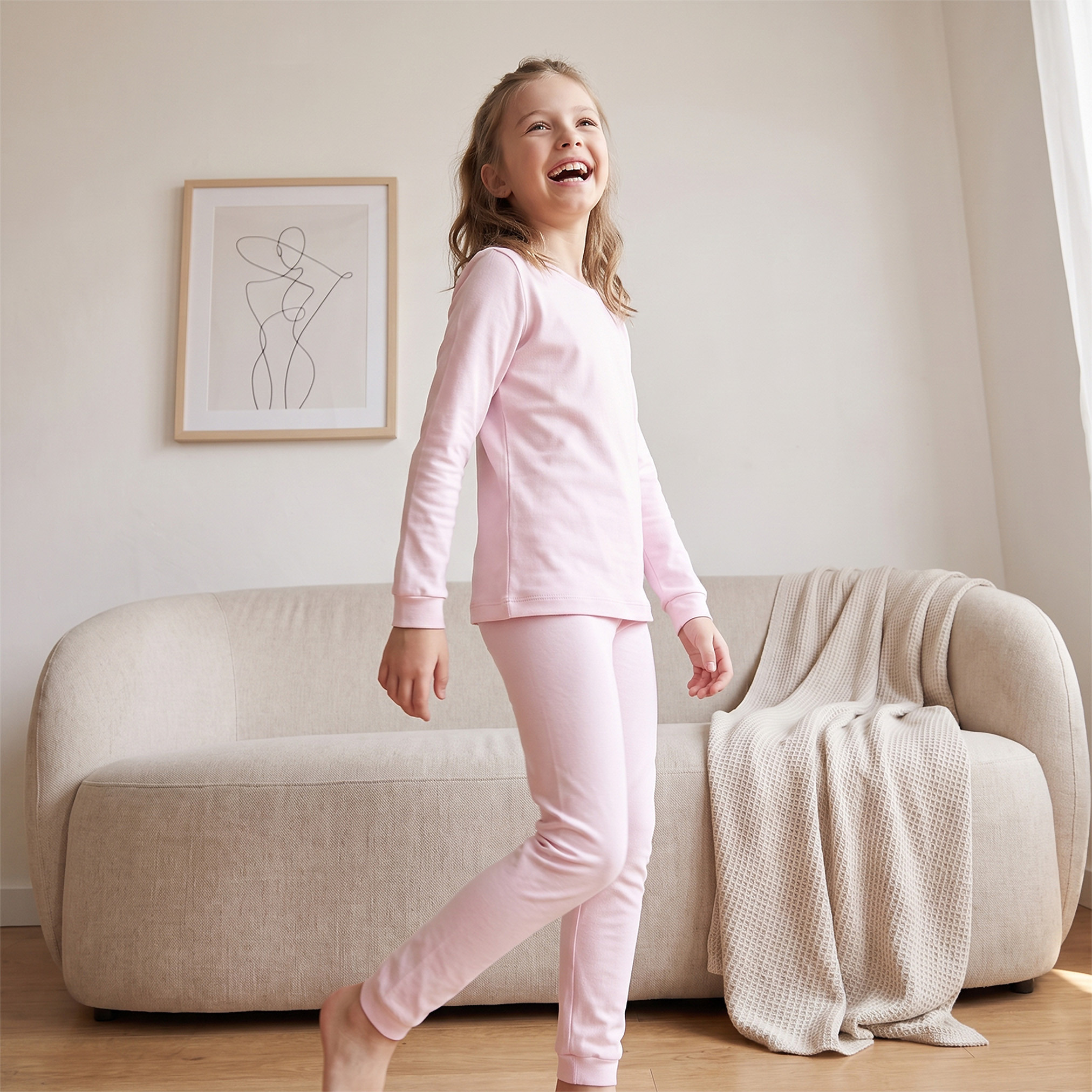Juniors Solid Thermal T-shirt and Pyjama Set-girls-clothing-winterwear-thermalsets-image-1