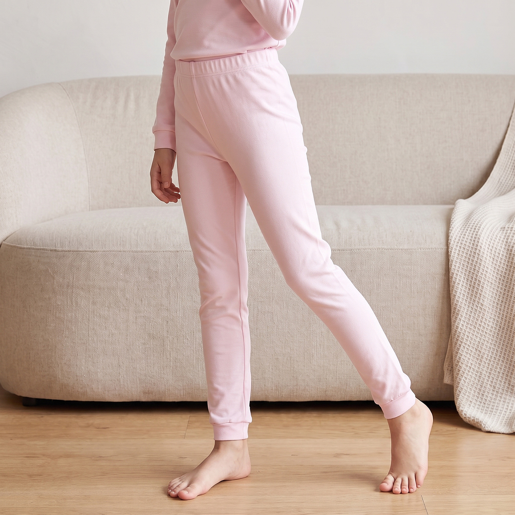Juniors Solid Thermal T-shirt and Pyjama Set-girls-clothing-winterwear-thermalsets-image-3