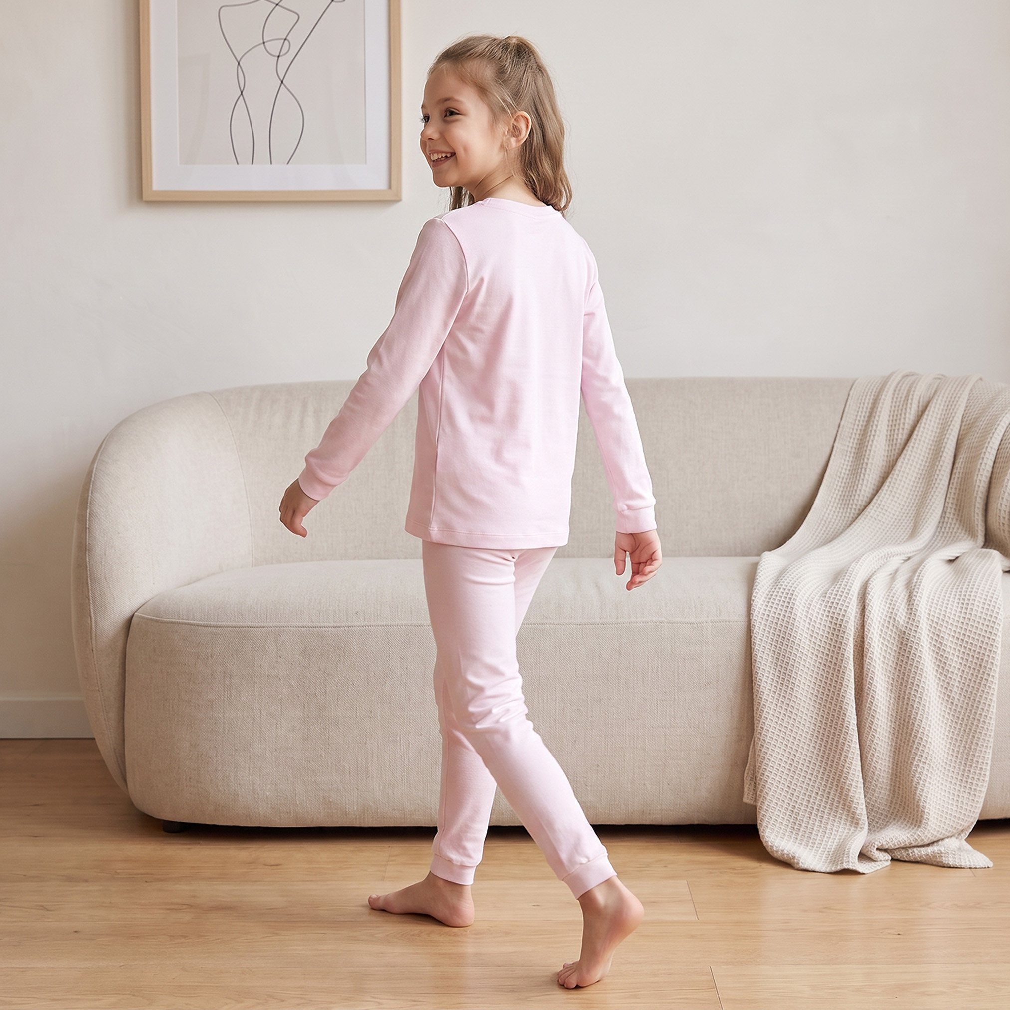 Juniors Solid Thermal T-shirt and Pyjama Set-girls-clothing-winterwear-thermalsets-image-4