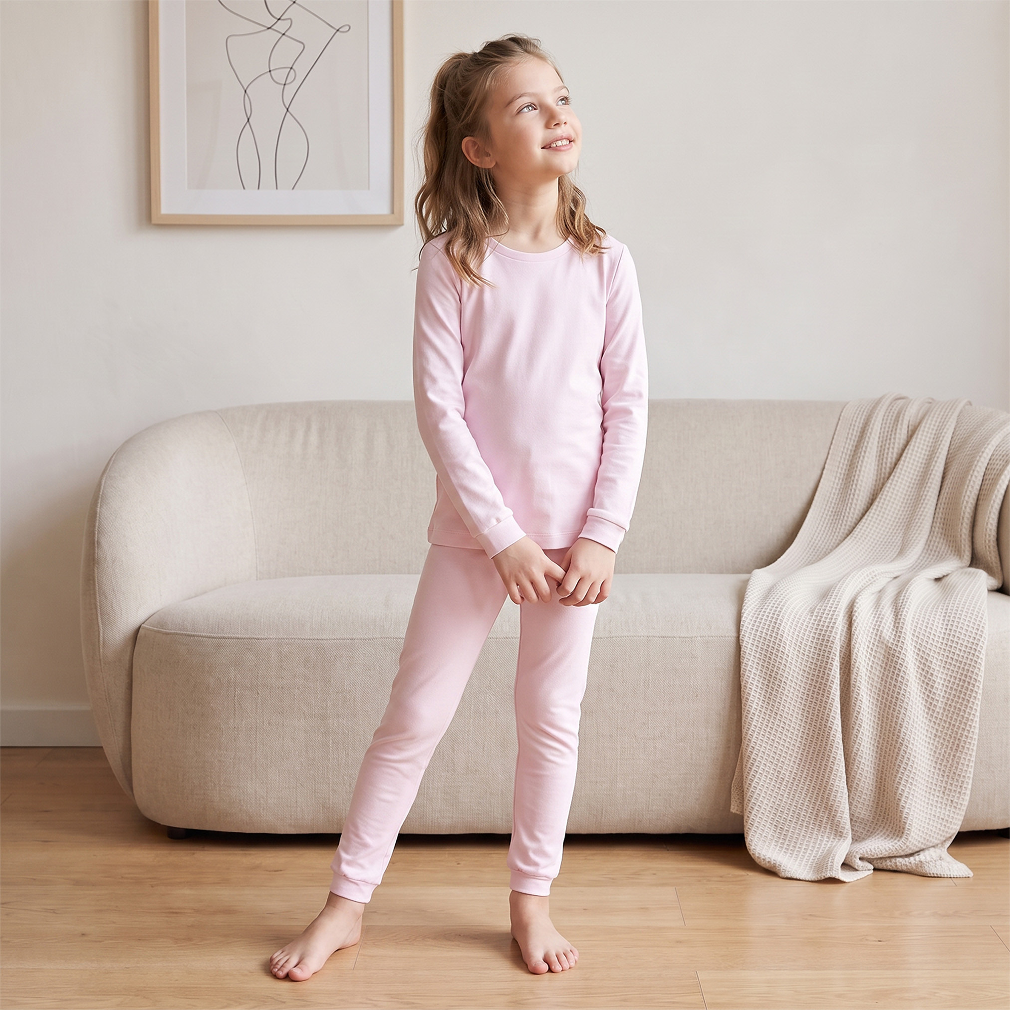 Juniors Solid Thermal T-shirt and Pyjama Set-girls-clothing-winterwear-thermalsets-image-7