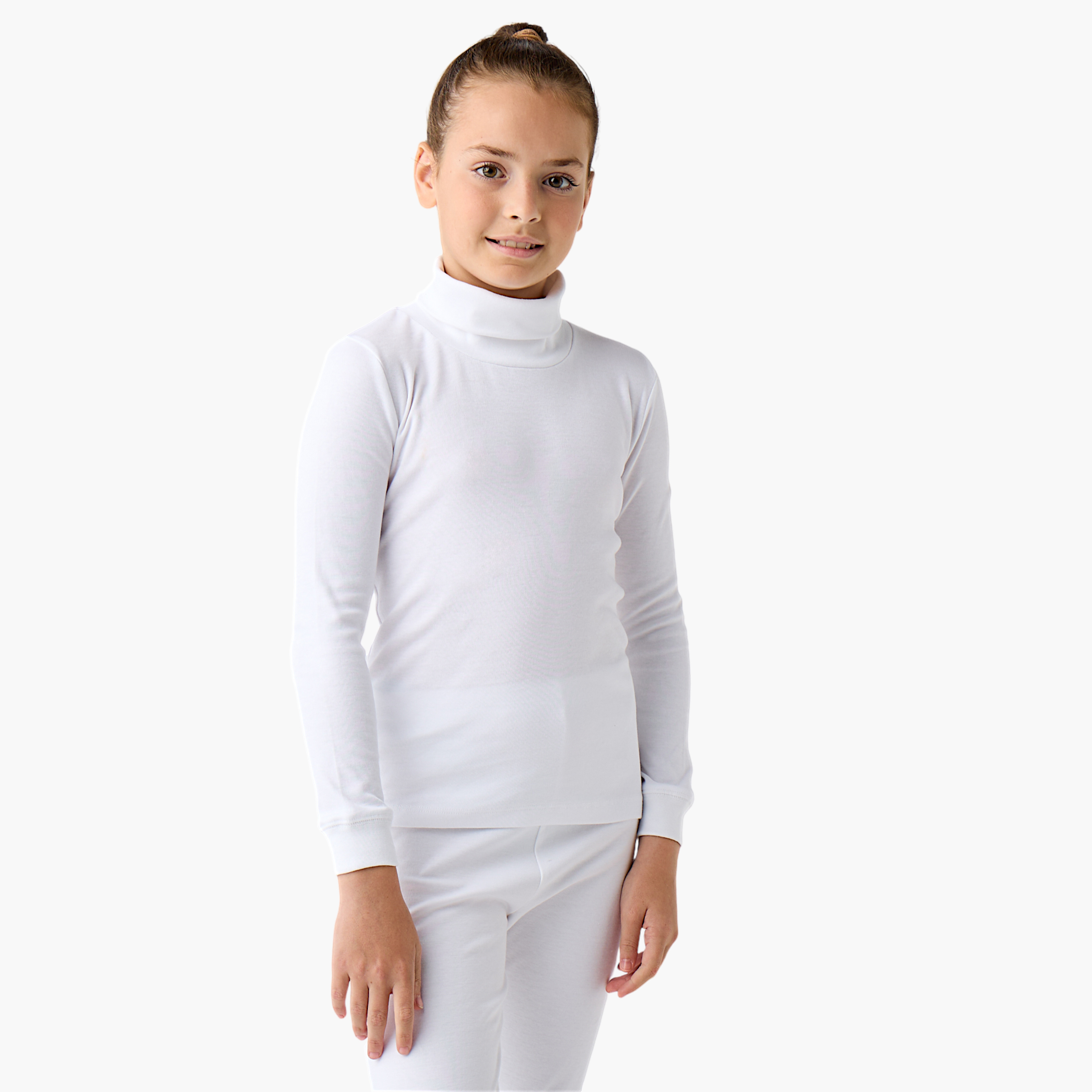 Juniors Solid High Neck Thermal Top and Leggings Set-girls-clothing-winterwear-thermalsets-image-2
