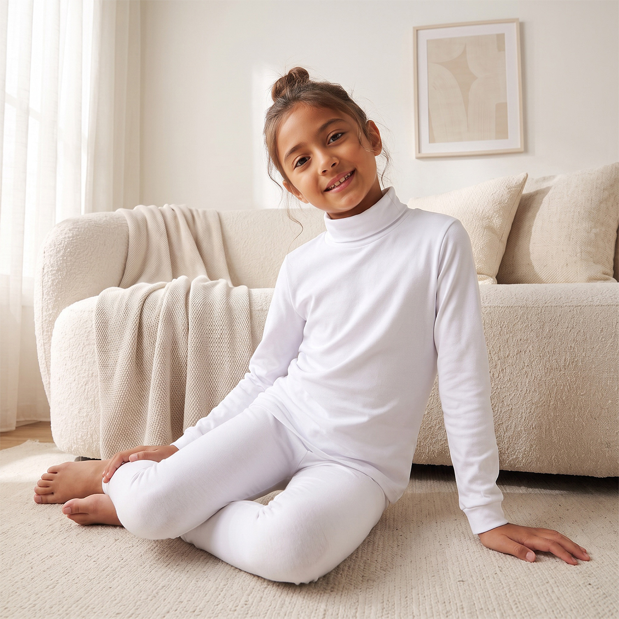 Juniors Solid High Neck Thermal Top and Leggings Set-girls-clothing-winterwear-thermalsets-image-7