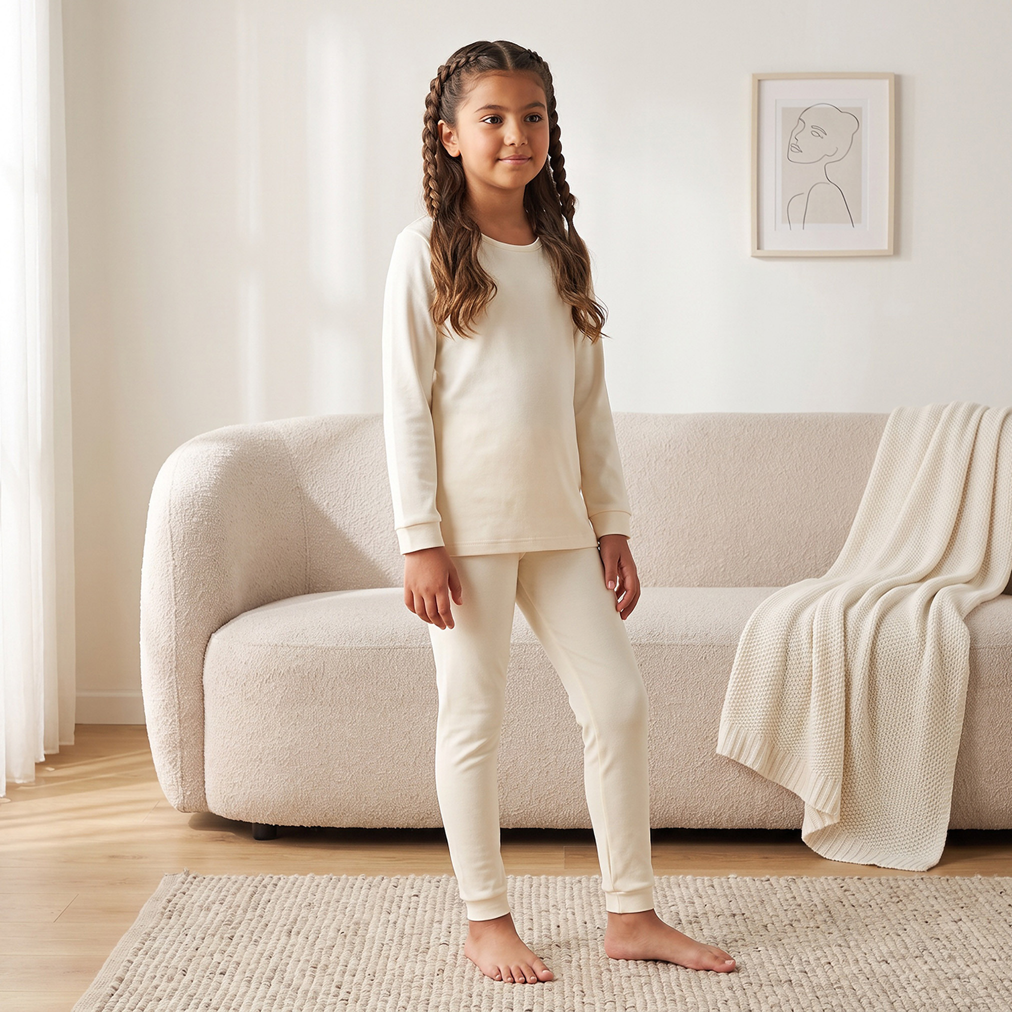 بنطلون حراري بحواف مطاطية من جونيورز - طقم من قطعتين-girls-clothing-winterwear-thermalsets-image-1