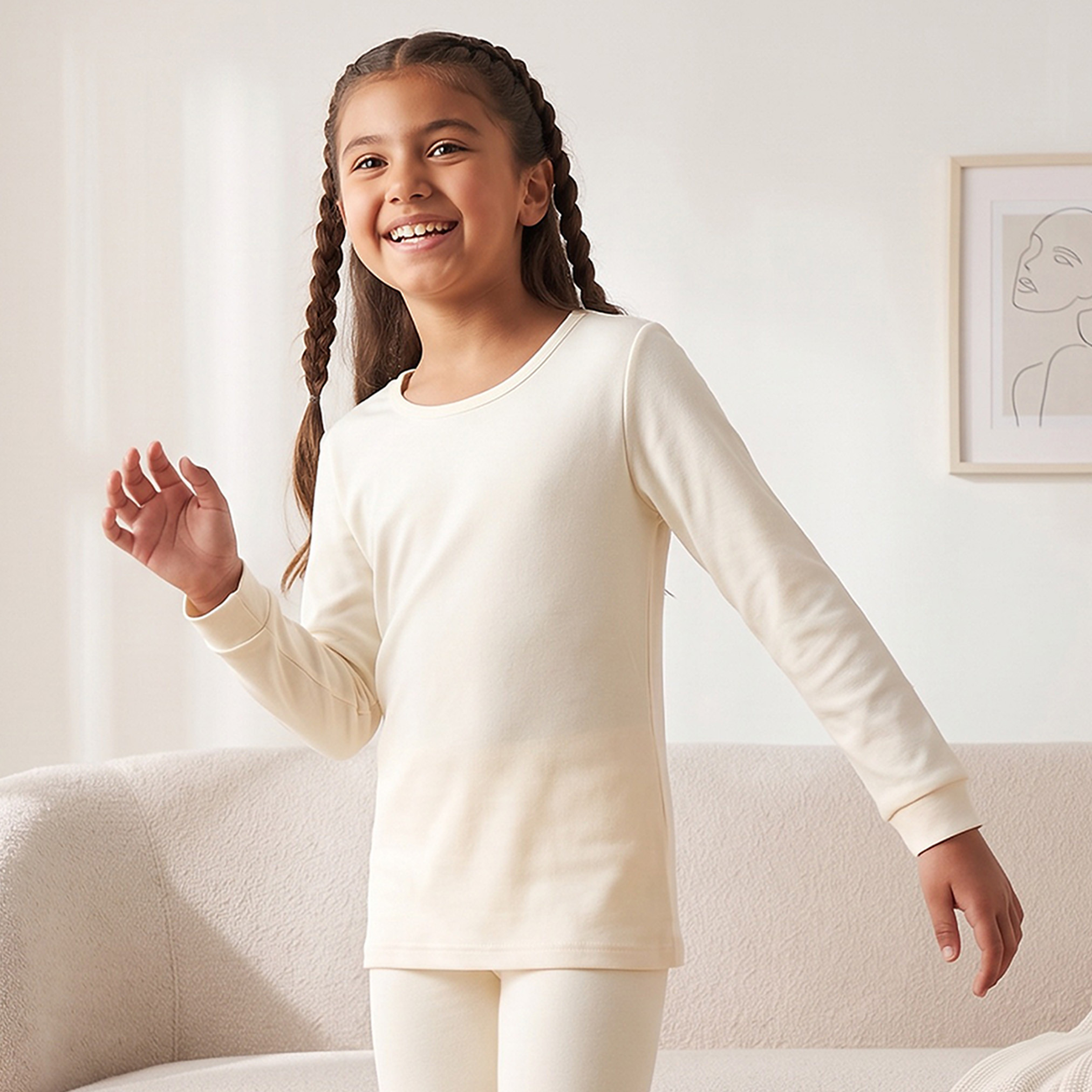 بنطلون حراري بحواف مطاطية من جونيورز - طقم من قطعتين-girls-clothing-winterwear-thermalsets-image-2