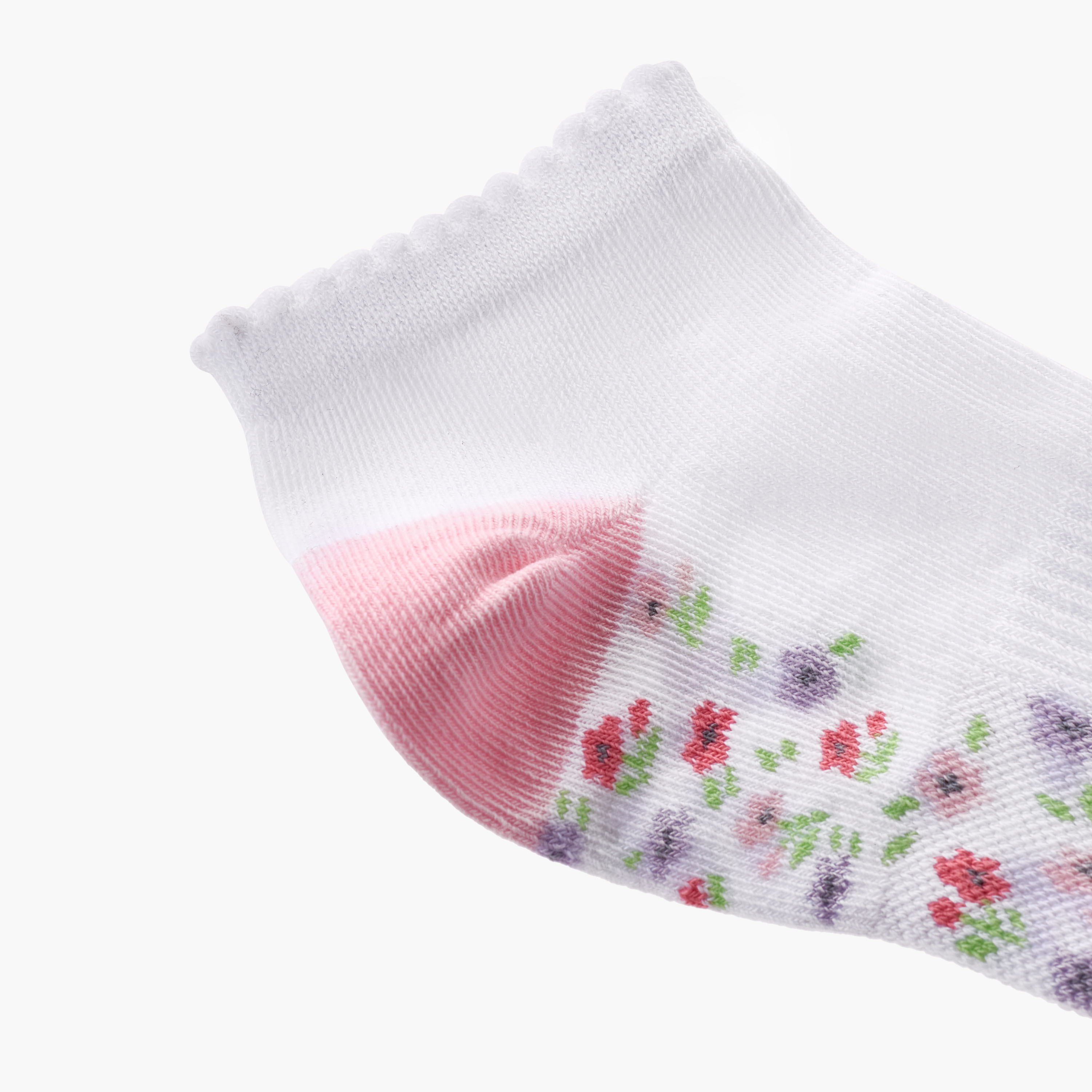 Pack of 3 Juniors Girls Socks with Floral Print-girls-accessories-socks-image-3