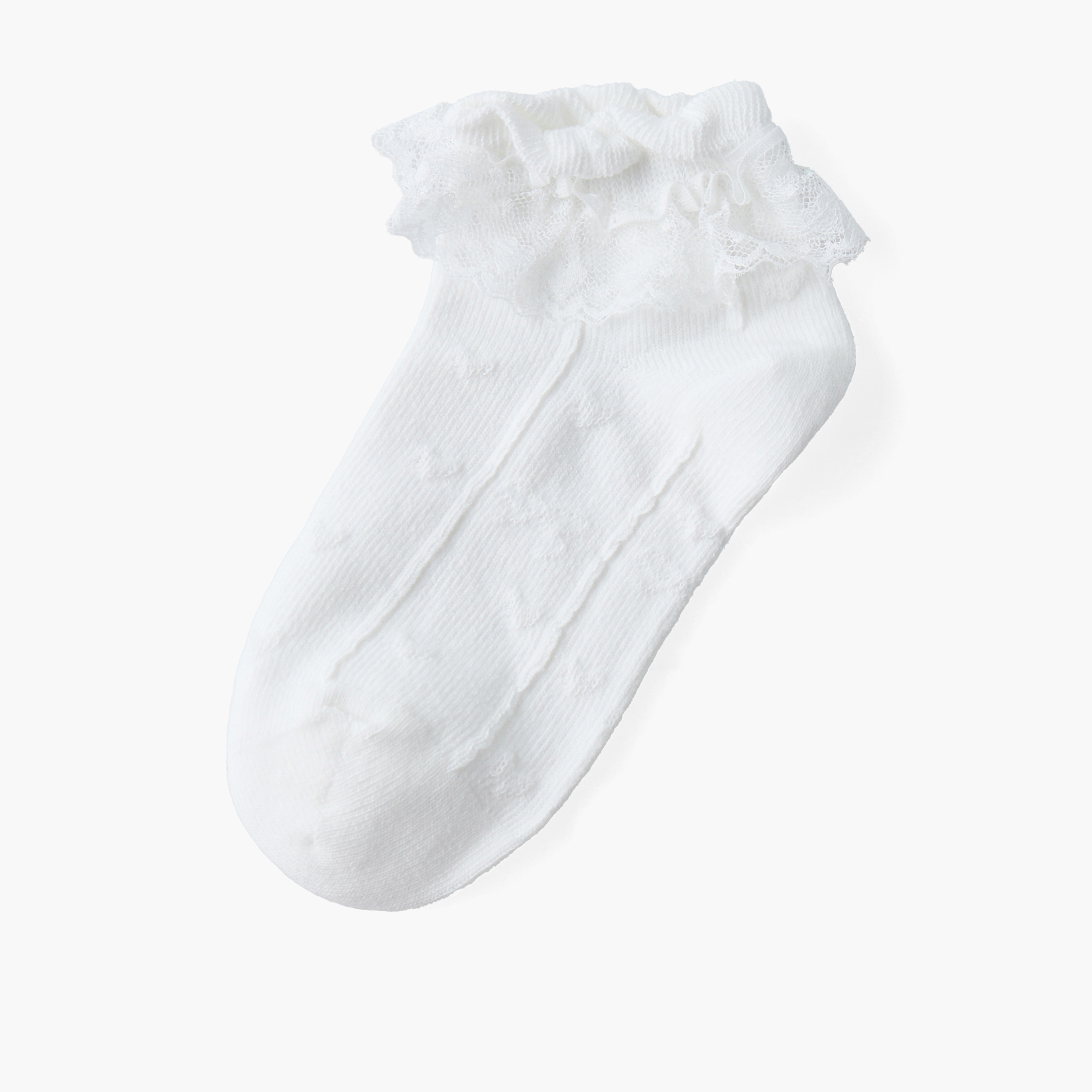 Pack of 3 Juniors Girls Socks with Lace Trim-girls-accessories-socks-image-2