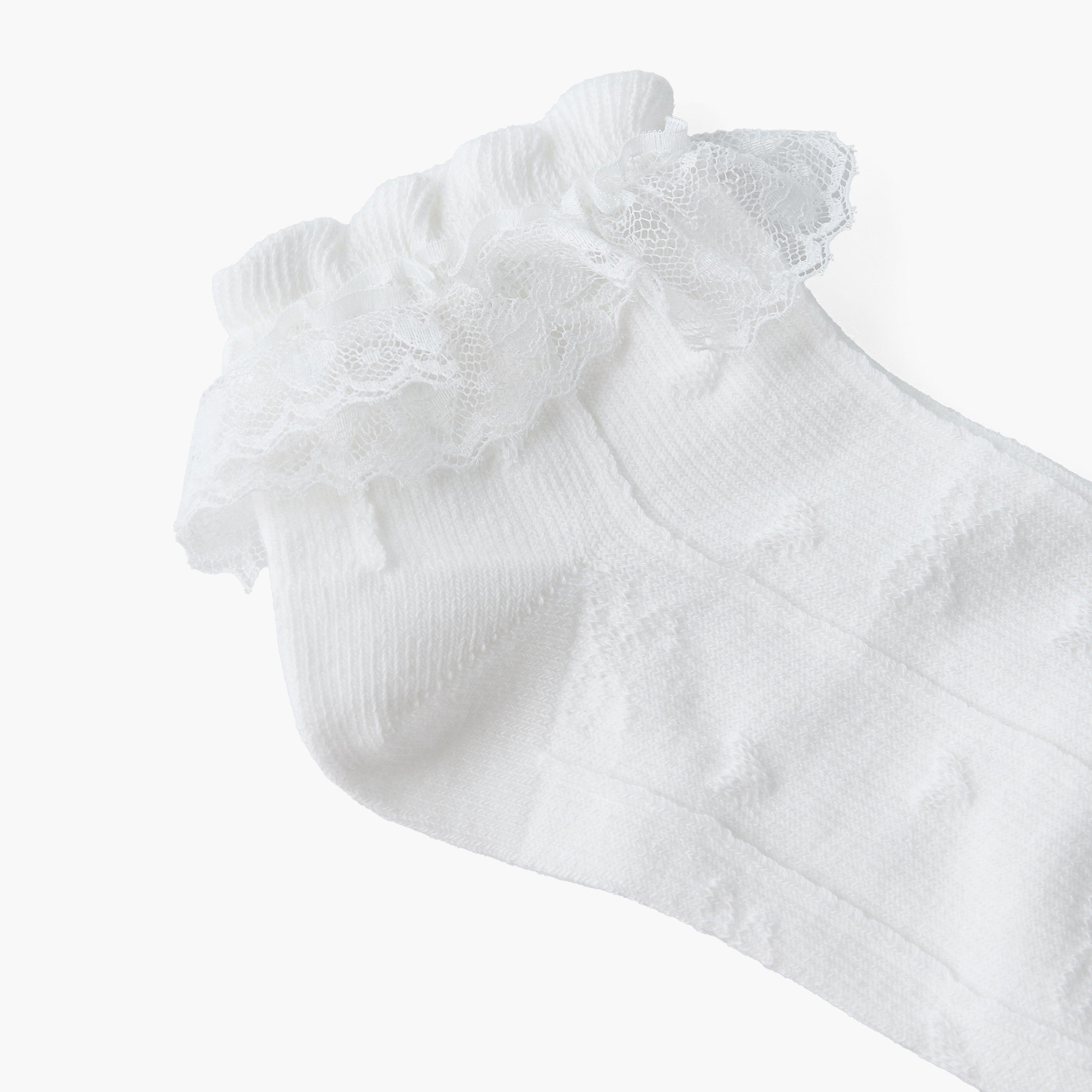 Pack of 3 Juniors Girls Socks with Lace Trim-girls-accessories-socks-image-3