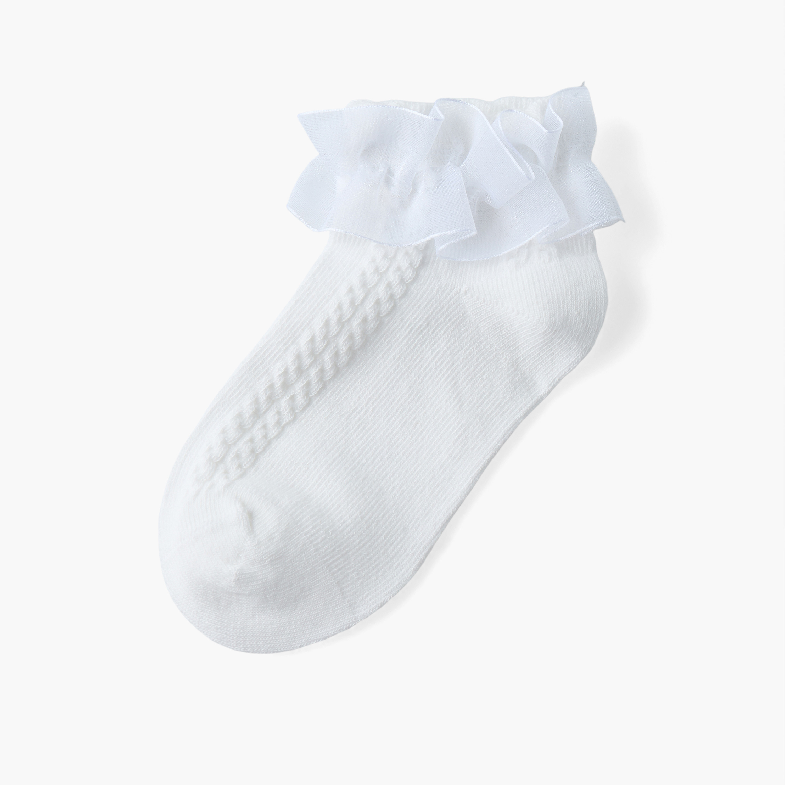 Pack of 3 Juniors Girls Socks with Ruffle Trim-girls-accessories-socks-image-2