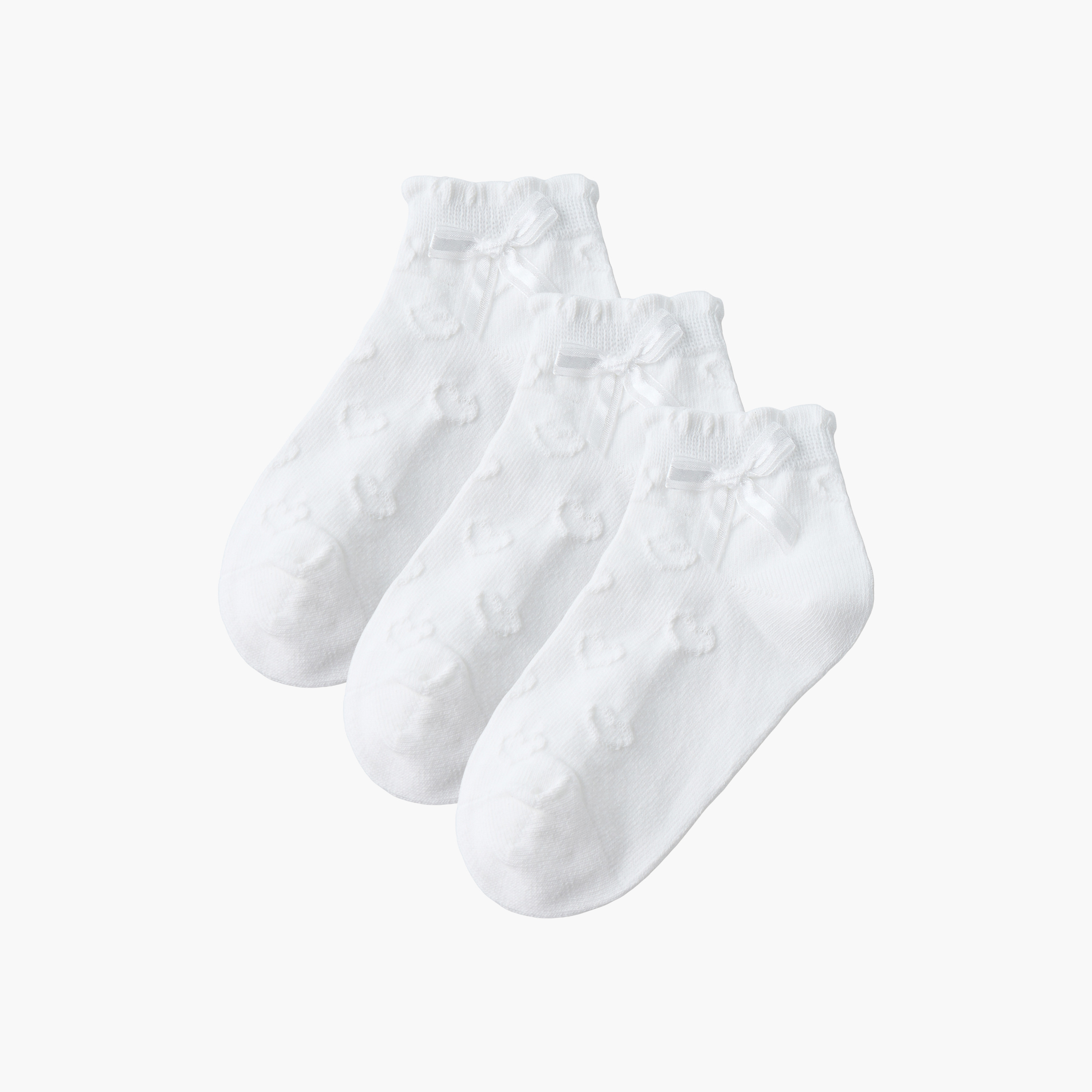 Pack of 3 Juniors Girls Socks with Bow Accent-girls-accessories-socks-image-1