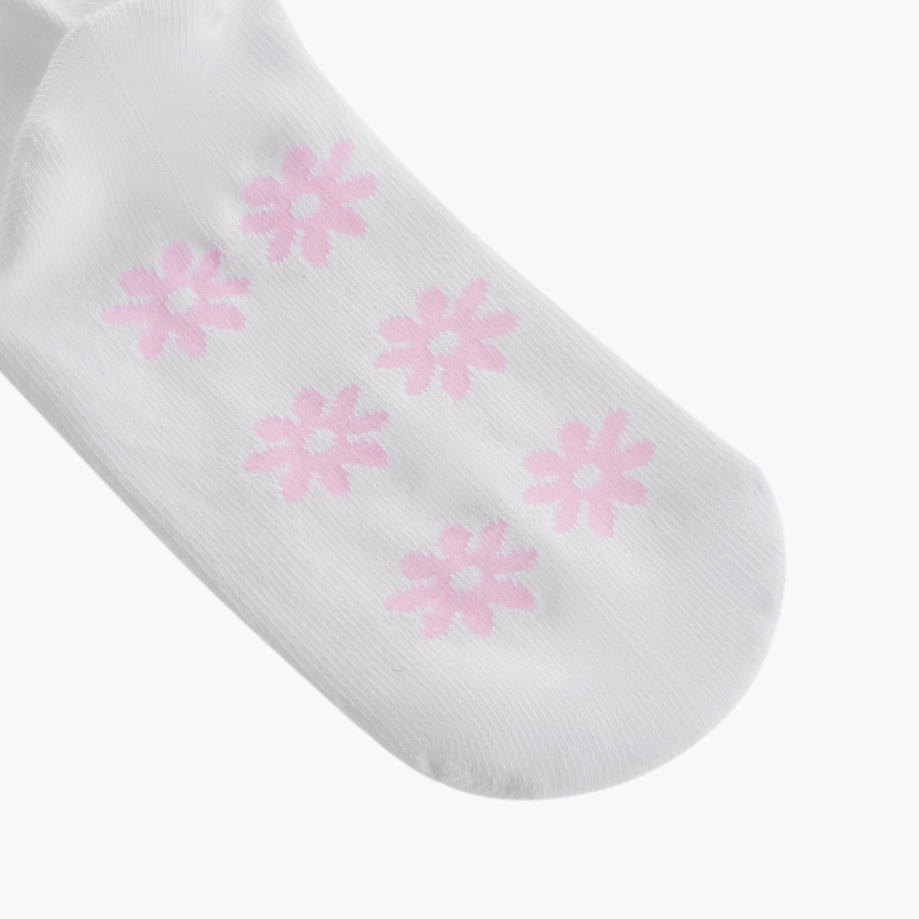 Juniors Floral Print Ankle Length Socks with Lettuce Hem - Set of 3-girls-accessories-socks-image-6