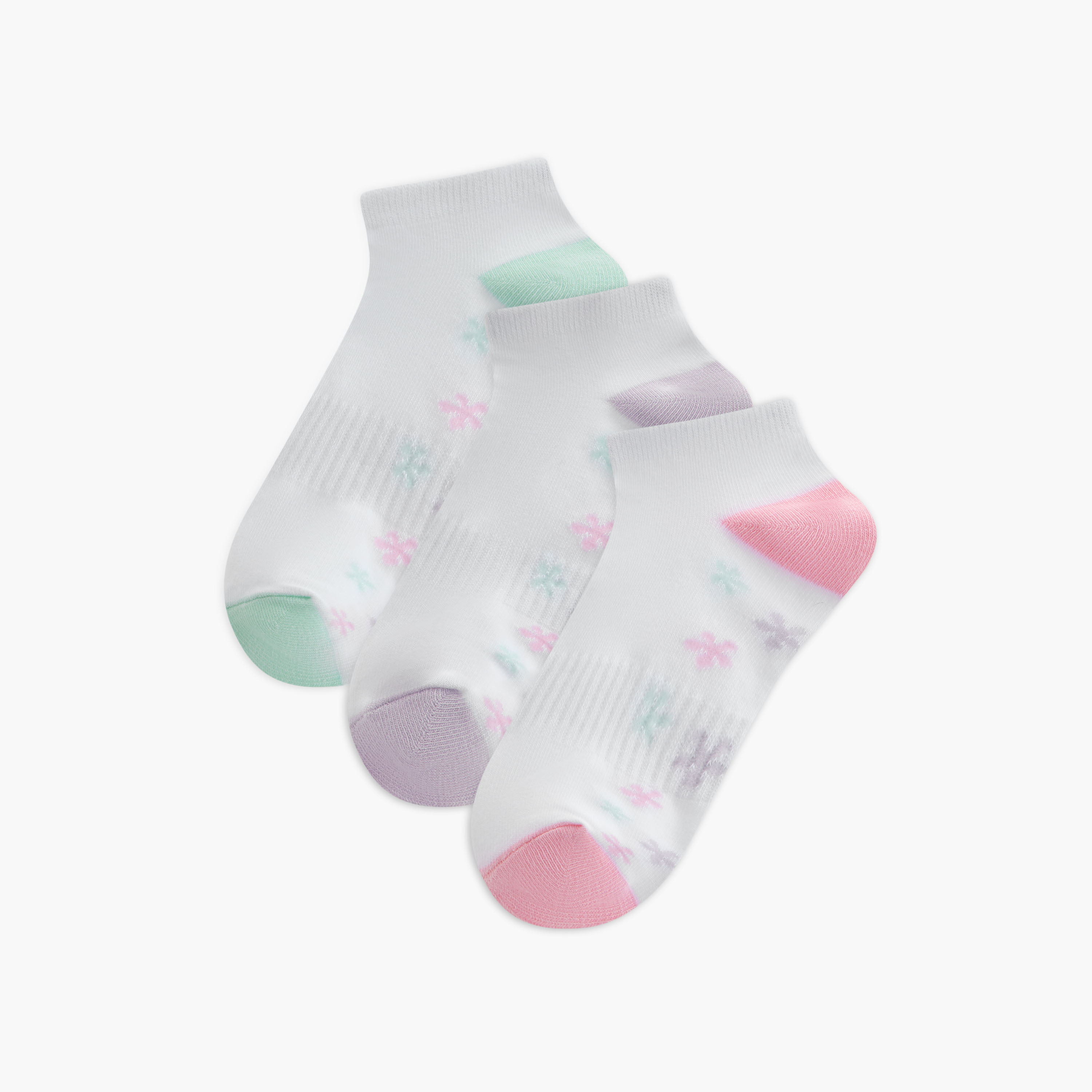 Juniors Floral Print Ankle Length Socks - Set of 3-girls-accessories-socks-image-1