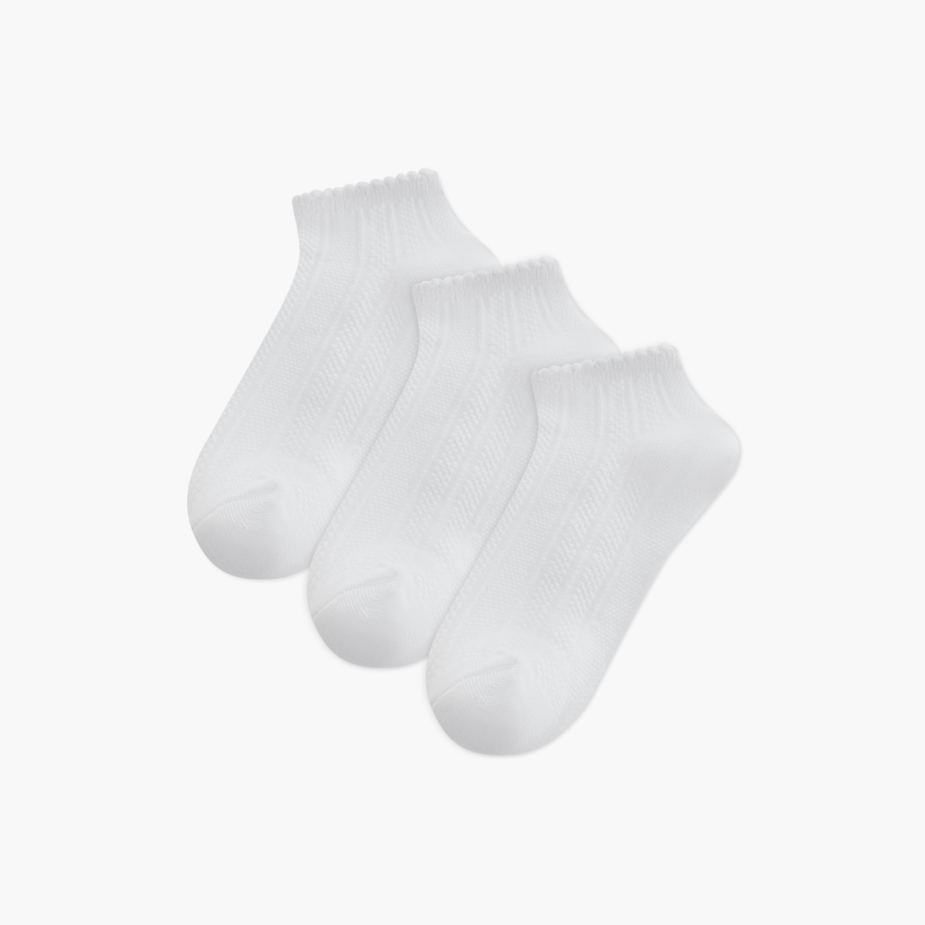 طقم جوارب مضلعة 3 أزواج بطول الكاحل من جونيورز-girls-accessories-socks-image-1