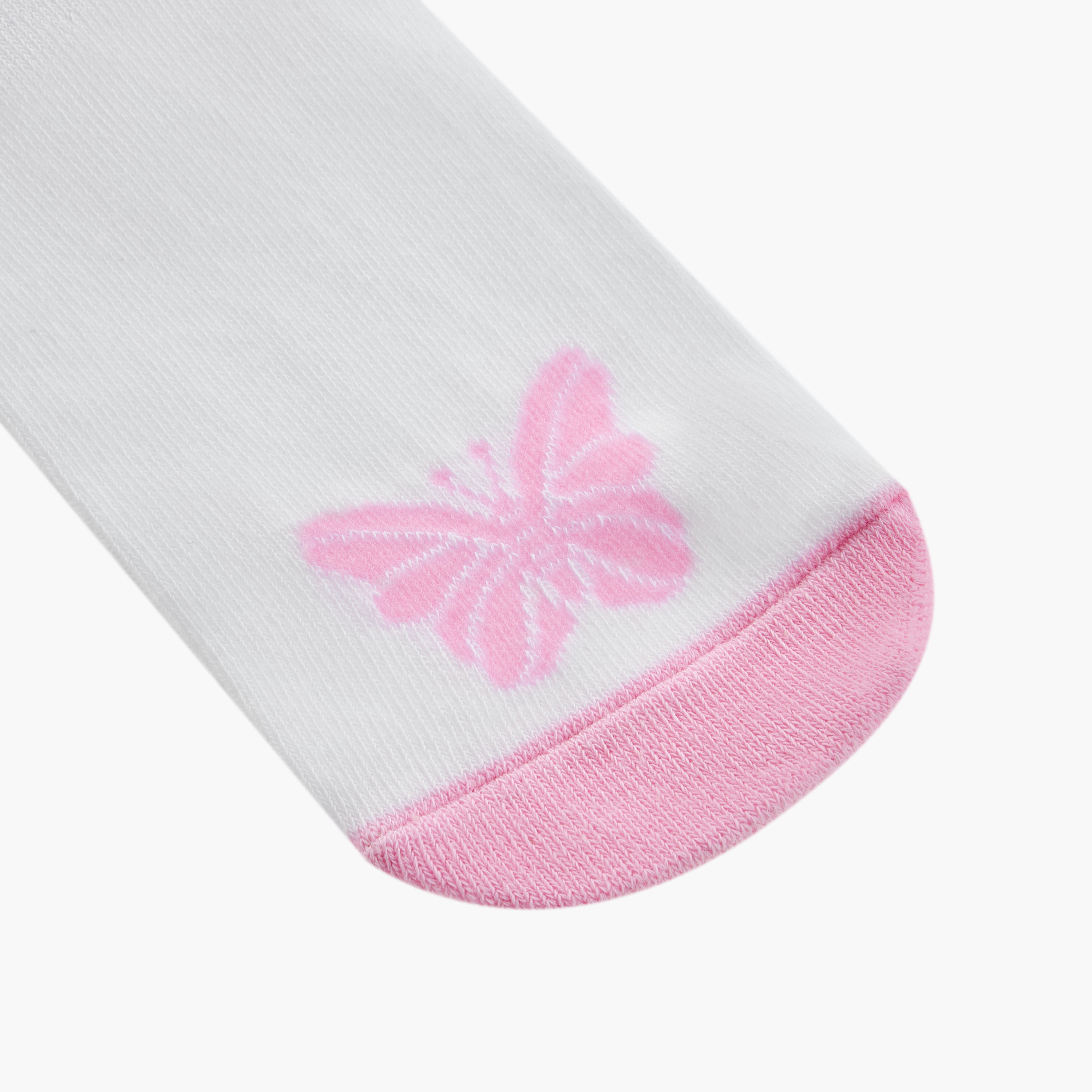 Juniors Butterfly Print Ankle Length Socks with Lettuce Hem - Set of 3-girls-accessories-socks-image-3