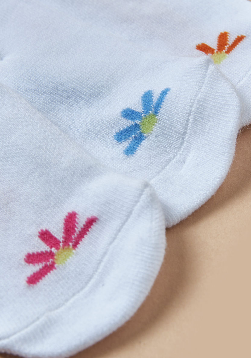 Juniors Floral Detail Ankle Length Socks - Set of 3-Socks-image-2