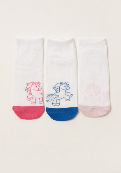 Juniors Unicorn Texture Ankle Length Socks - Set of 3-Socks-image-0