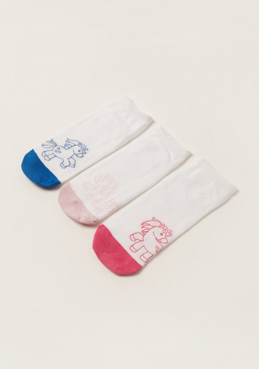 Juniors Unicorn Texture Ankle Length Socks - Set of 3-Socks-image-1