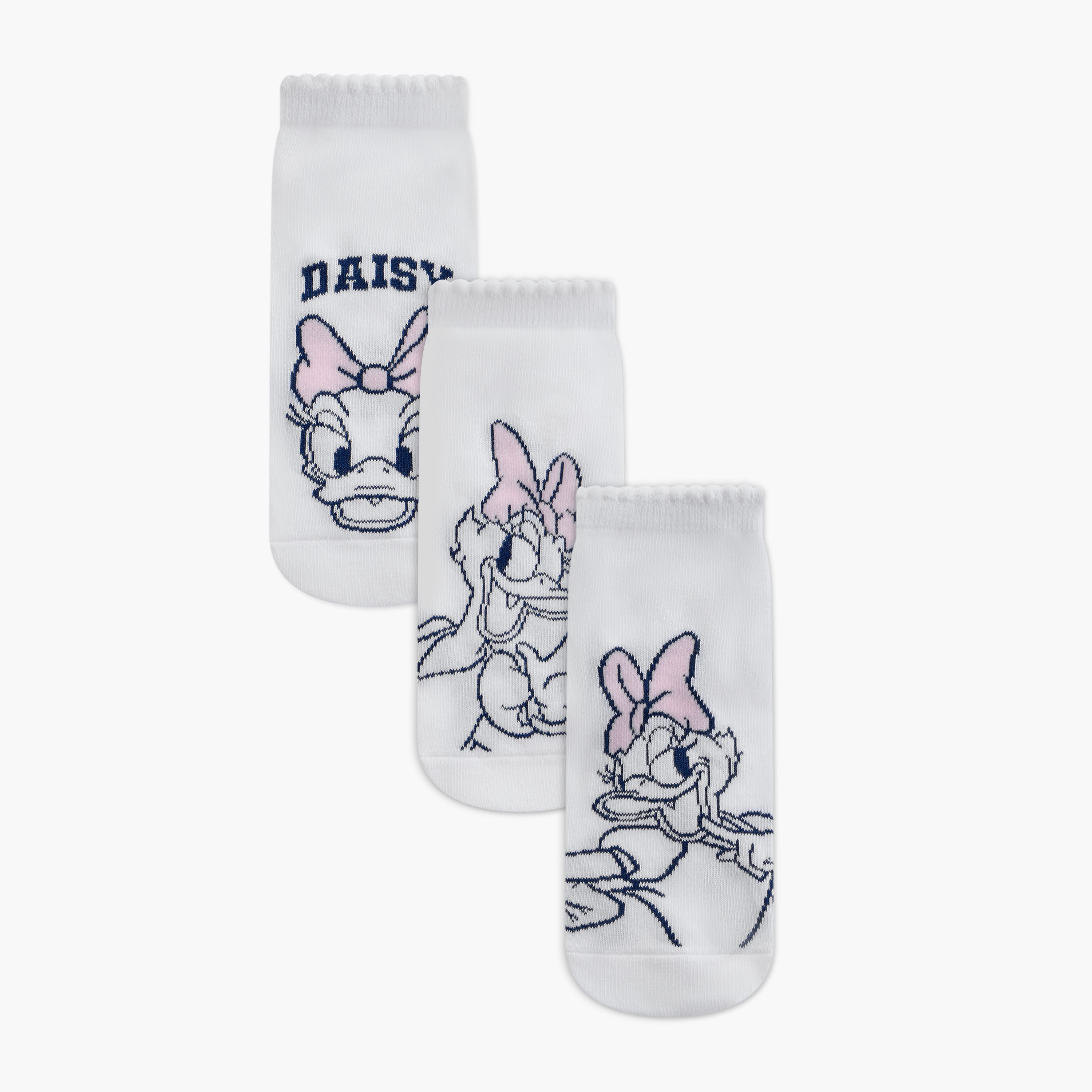 Disney Daisy Duck Print Ankle Length Socks - Set of 3-girls-accessories-socks-image-1
