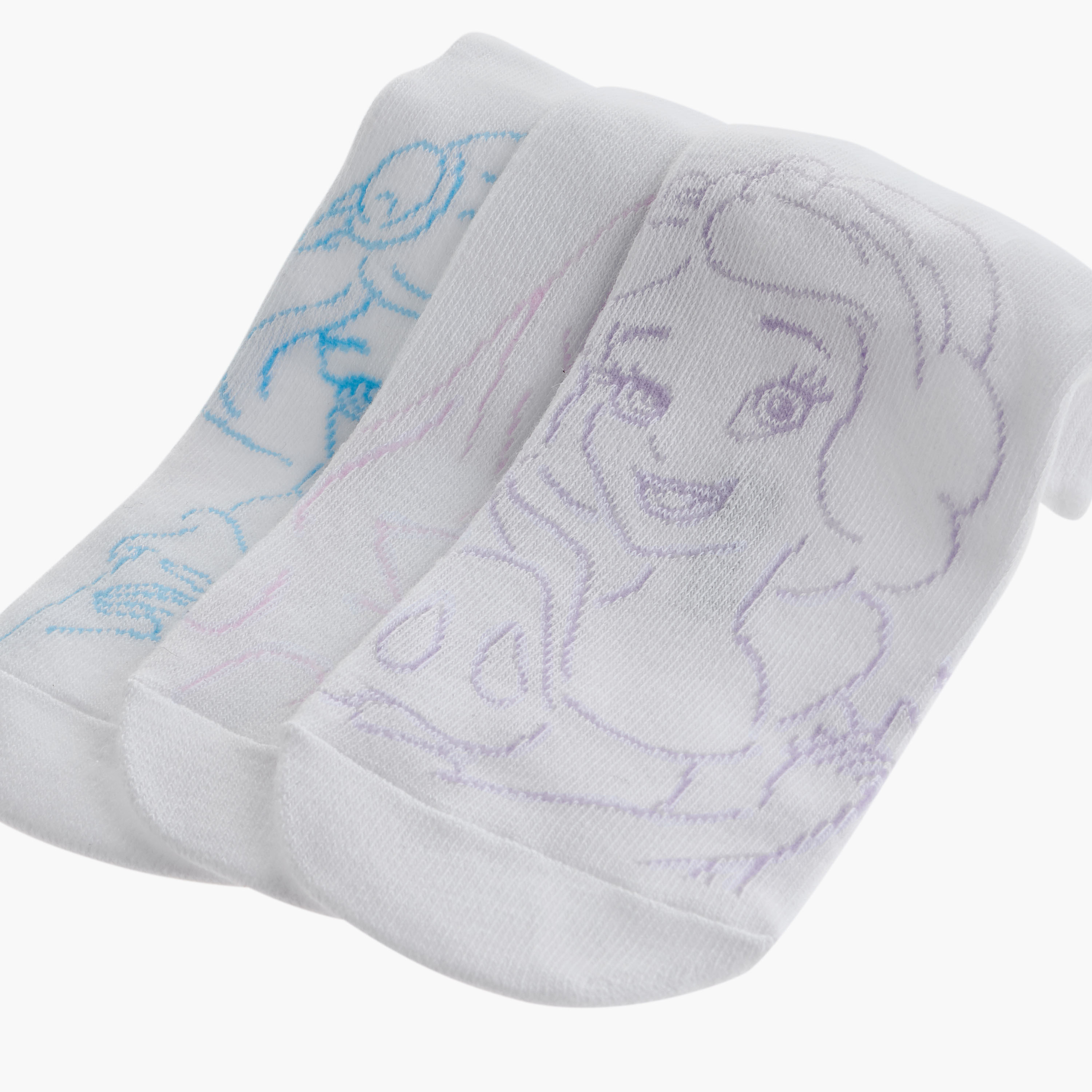 Disney Princesses Print Ankle Length Socks - Set of 3-girls-accessories-socks-image-4
