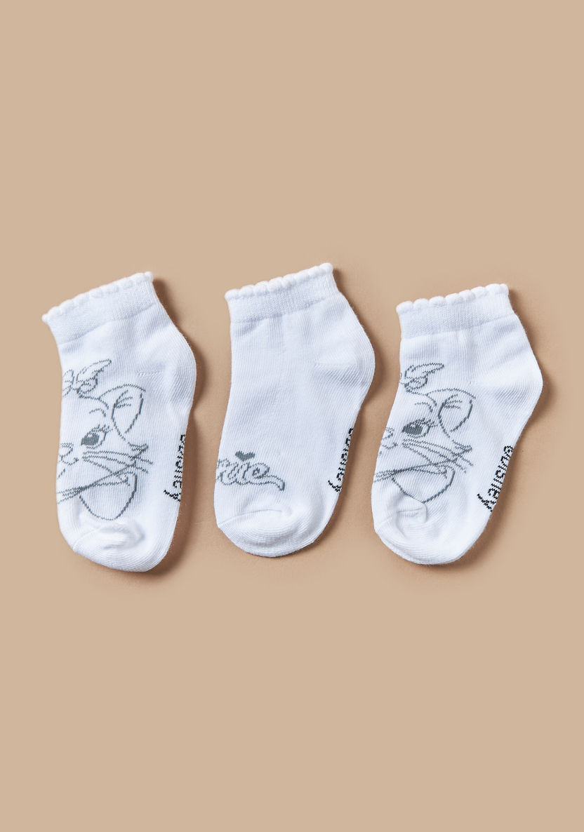 Disney Marie Print Ankle Length Socks - Set of 3-Underwear and Socks-image-0