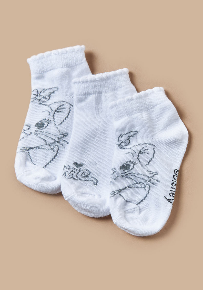 Disney Marie Print Ankle Length Socks - Set of 3-Underwear and Socks-image-1