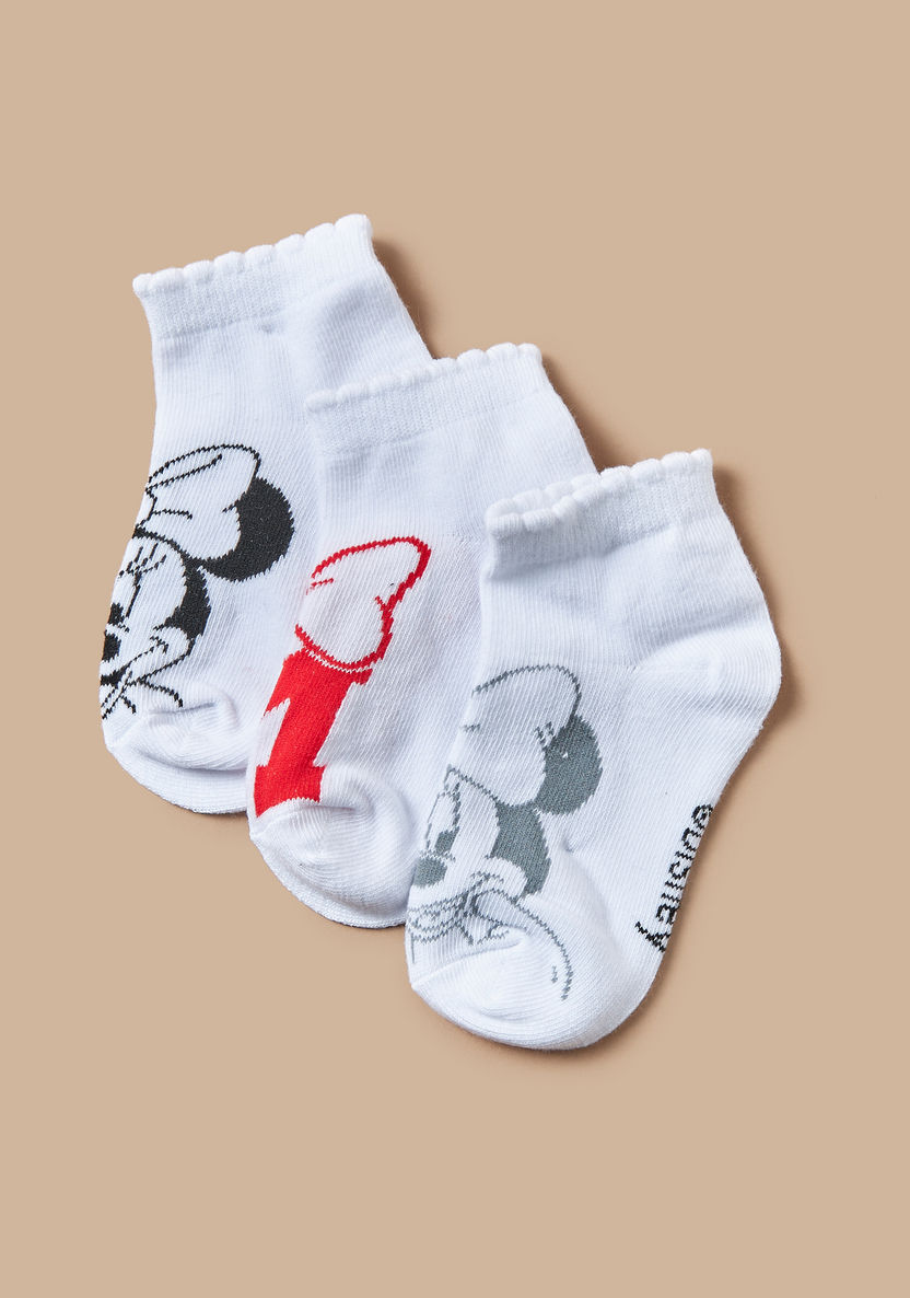 Disney Minnie Mouse Print Ankle Length Socks - Set of 3-Socks-image-1