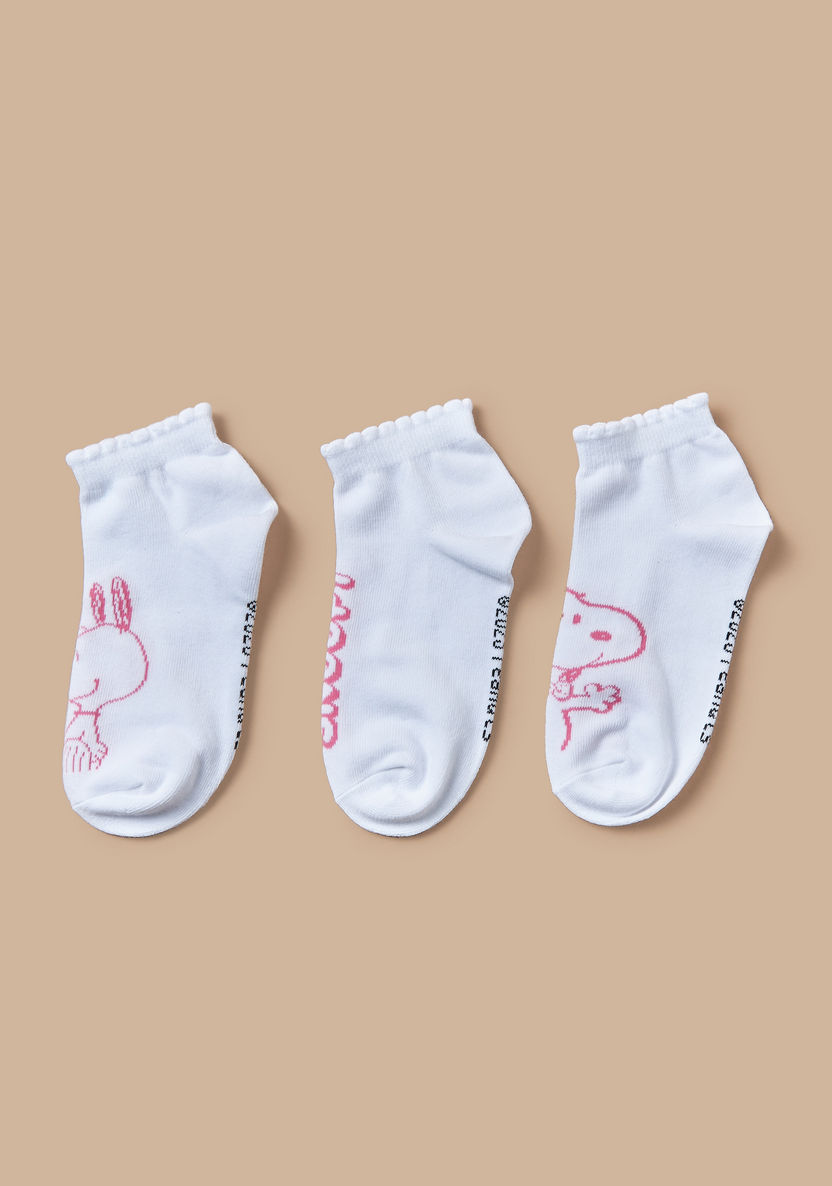 Snoopy Print Ankle Length Socks - Set of 3-Socks-image-0