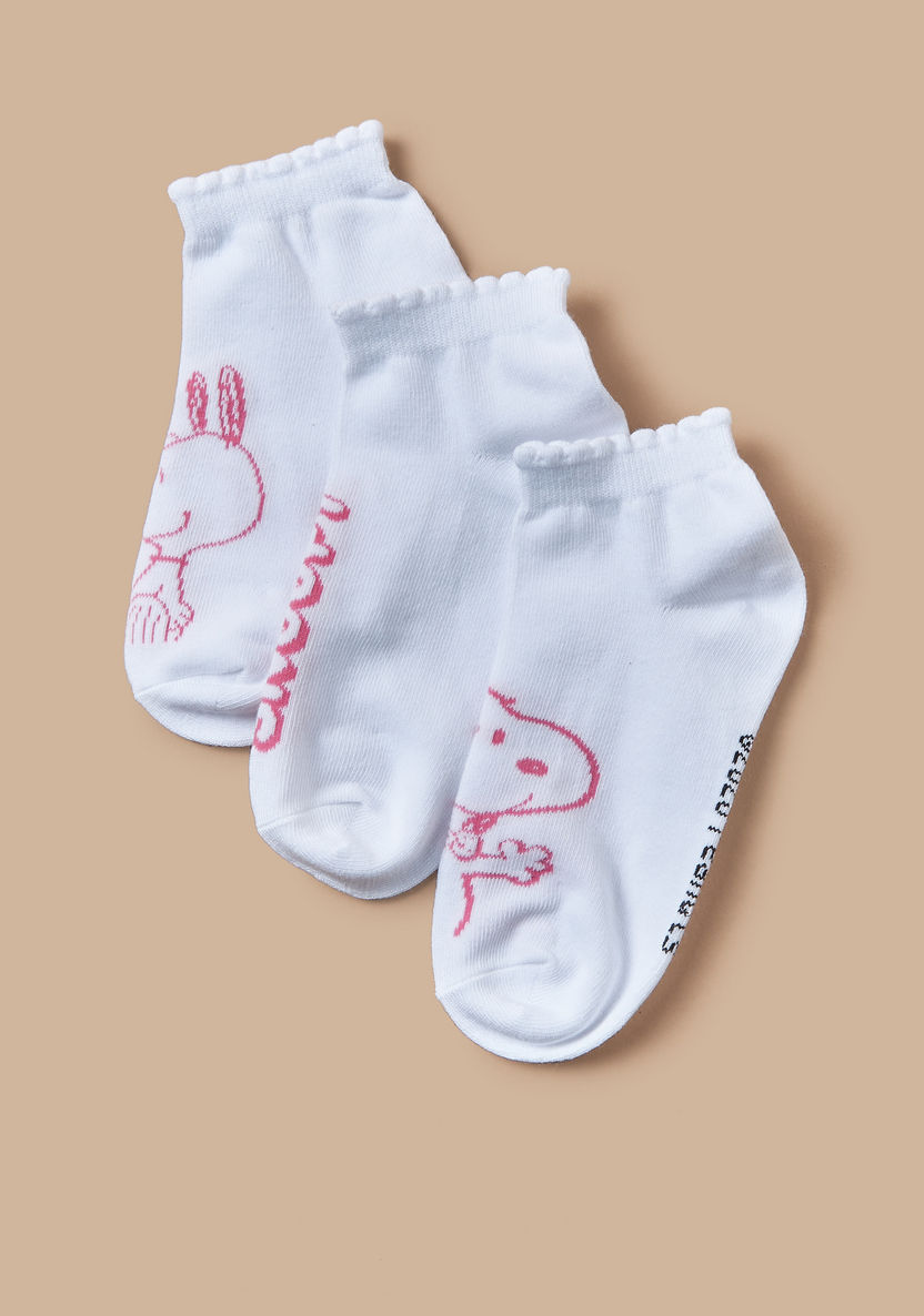 Snoopy Print Ankle Length Socks - Set of 3-Socks-image-1