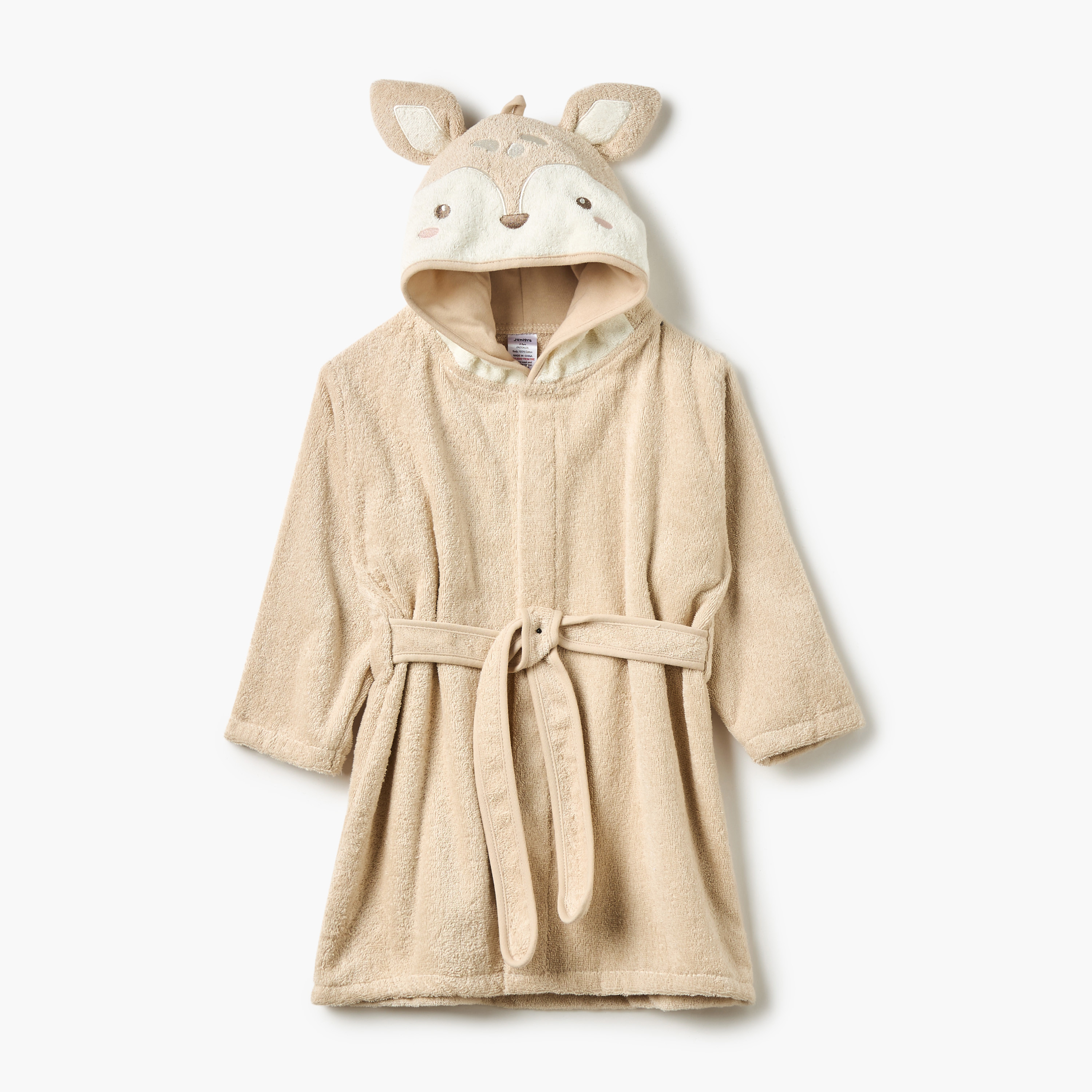 Juniors Animal Applique Hooded Bathrobe with Tie-Up Belt - 68x94 cm-baby-bathandcare-towels-image-1
