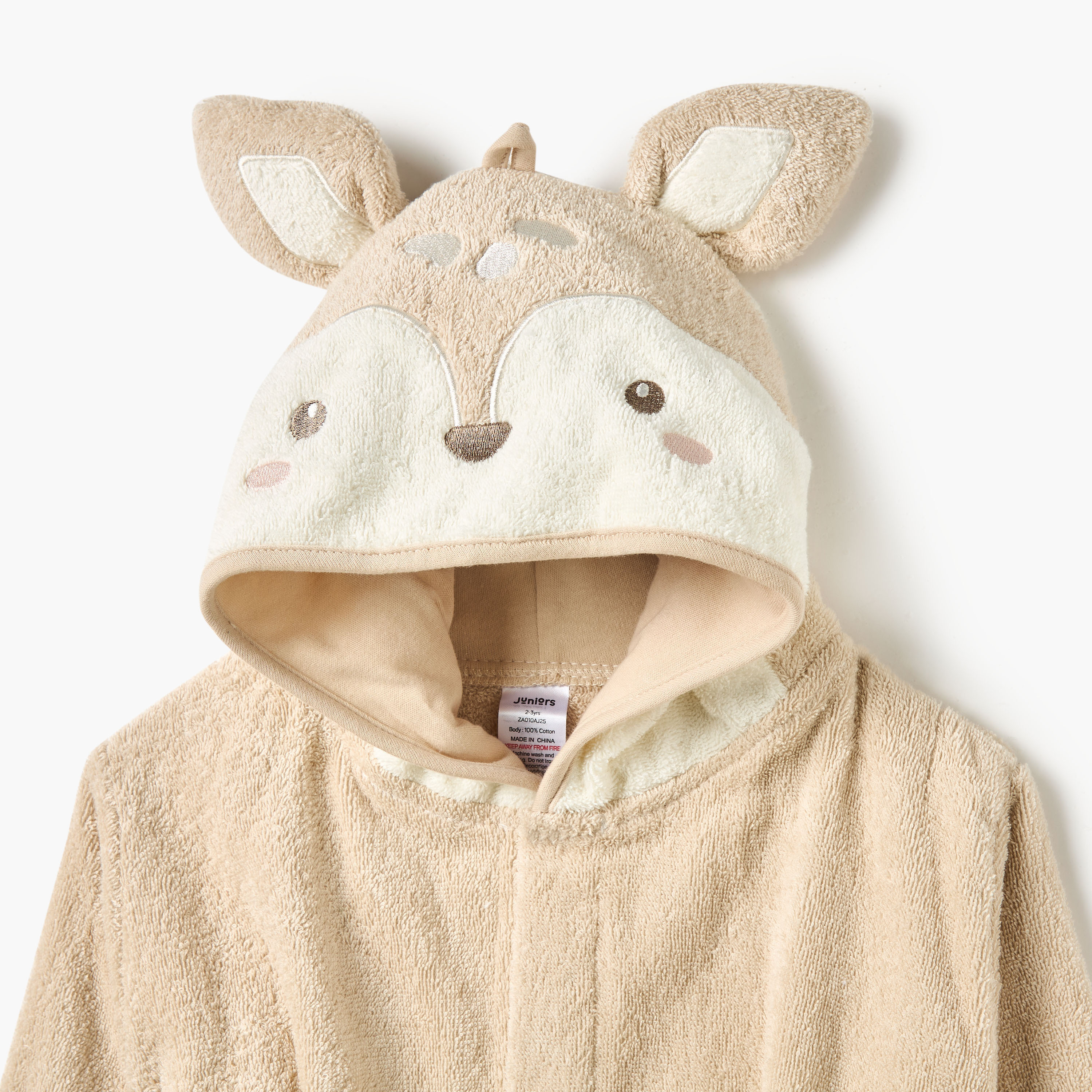 Juniors Animal Applique Hooded Bathrobe with Tie-Up Belt - 68x94 cm-baby-bathandcare-towels-image-3