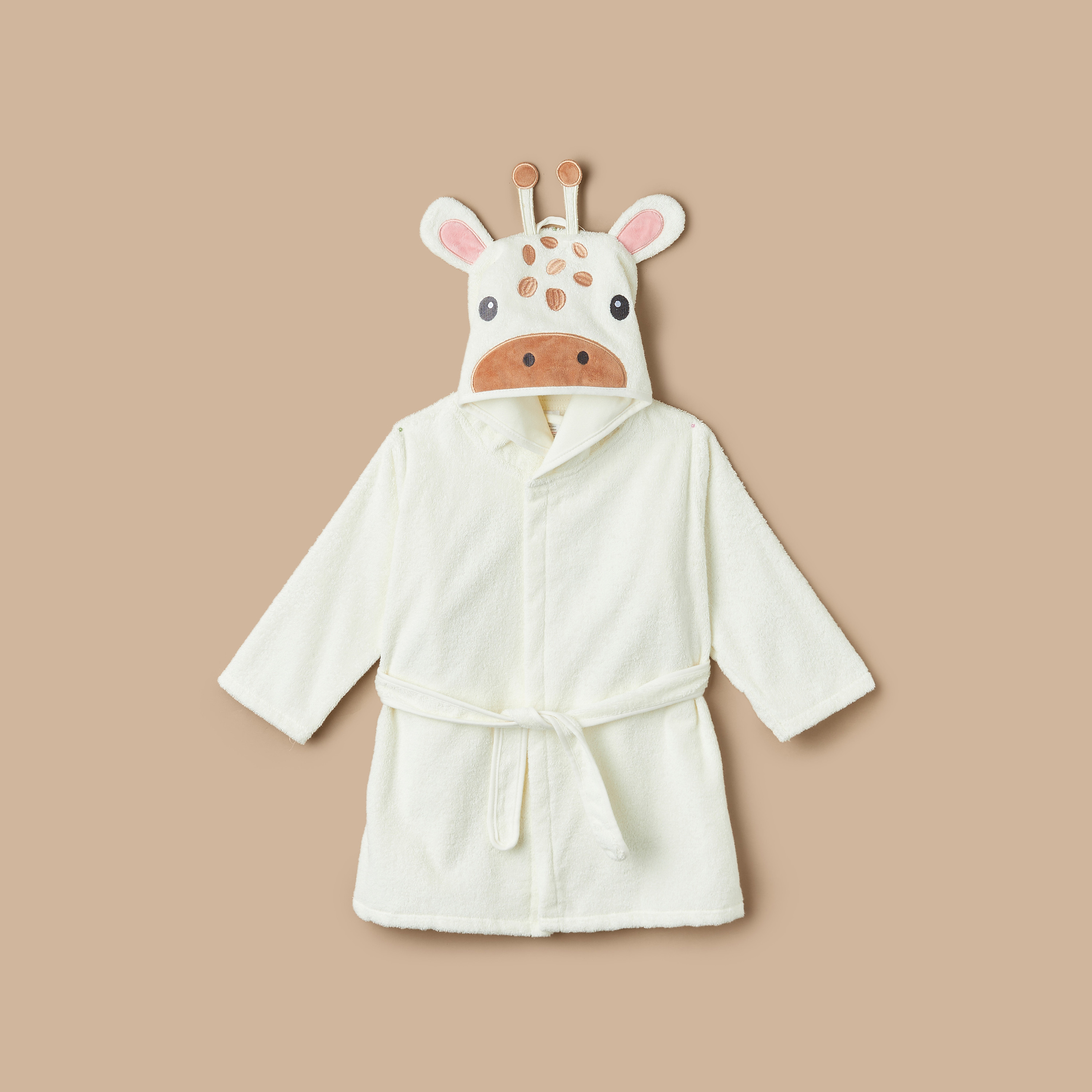 روب حمام بقبعة زرافة مع حزام ربط من جونيورز-baby-bathandcare-towels-image-1
