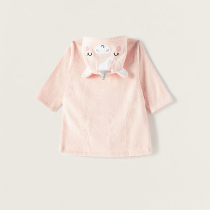 Juniors Unicorn Hooded Bathrobe with Tie-Up Belt and Applique Detail-Towels and Flannels-image-3