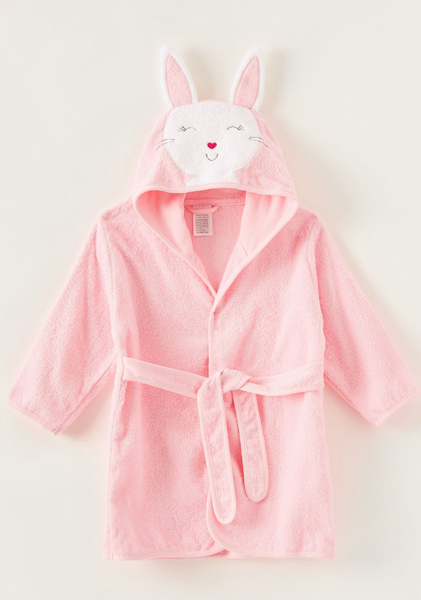Juniors Hooded Robe with Cat Applique Detail-Towels and Flannels-image-0