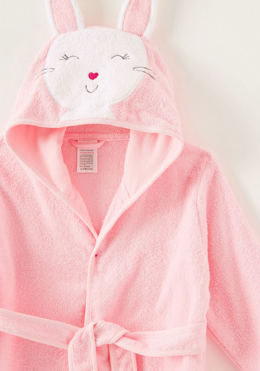 Juniors Hooded Robe with Cat Applique Detail-Towels and Flannels-image-1