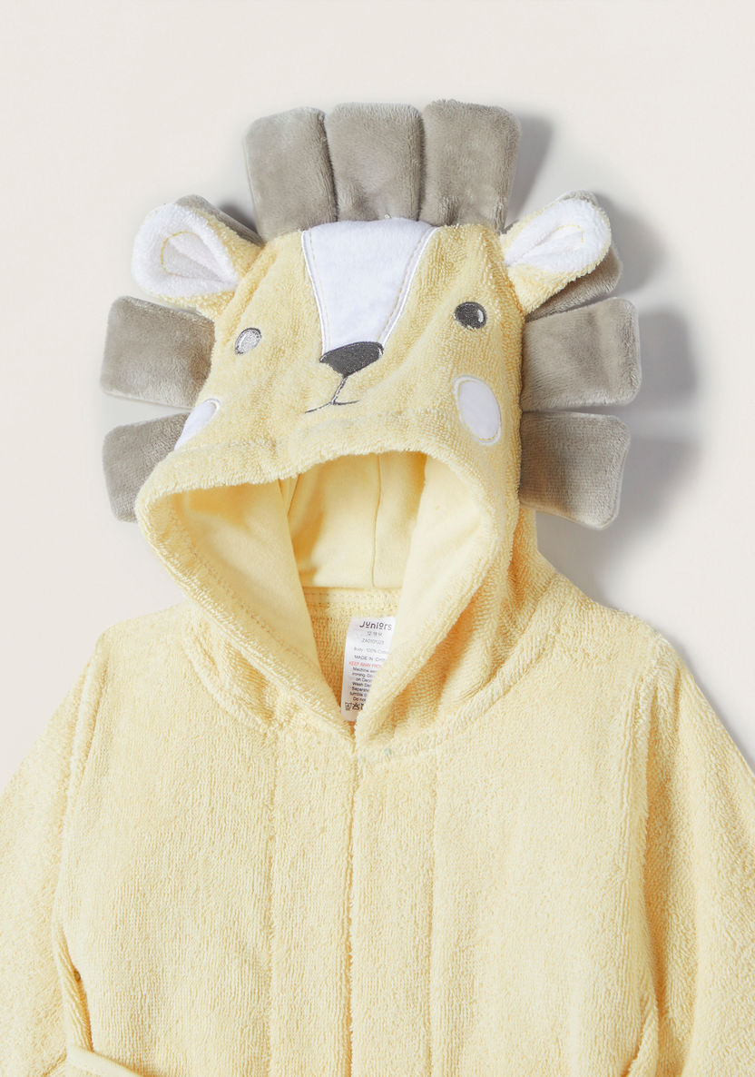 Juniors Lion Hooded Bathrobe with Tie-Up Belt and Applique Detail-Towels and Flannels-image-1