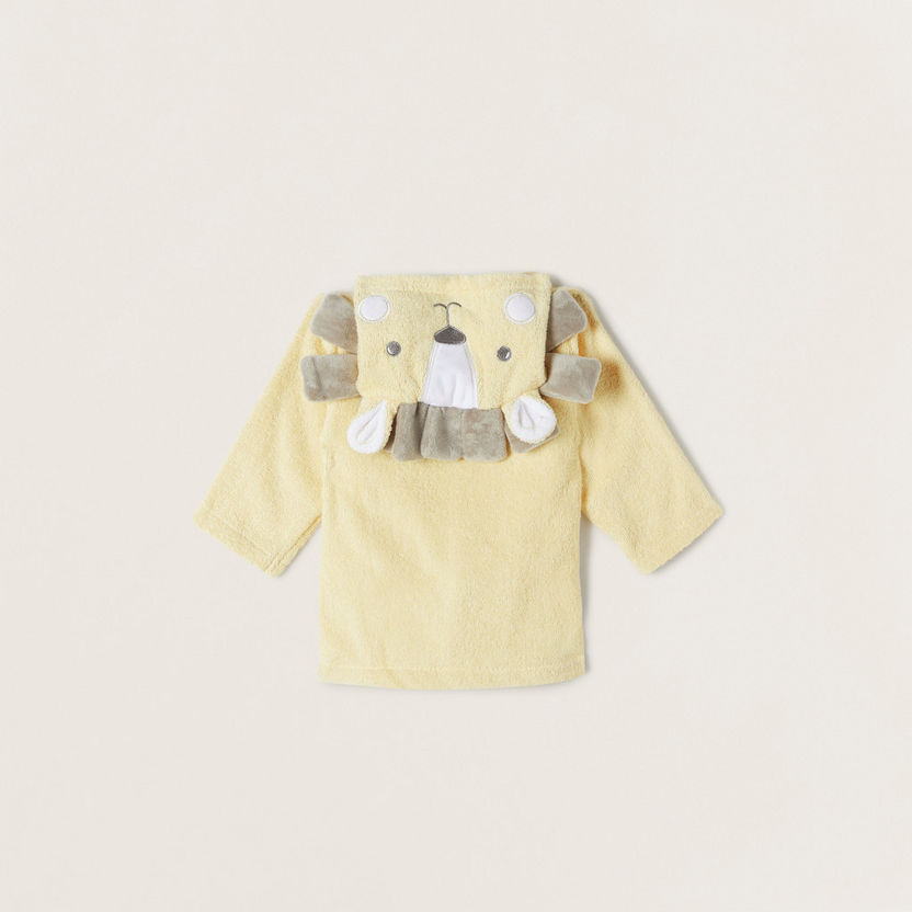 Juniors Lion Hooded Bathrobe with Tie-Up Belt and Applique Detail-Towels and Flannels-image-3