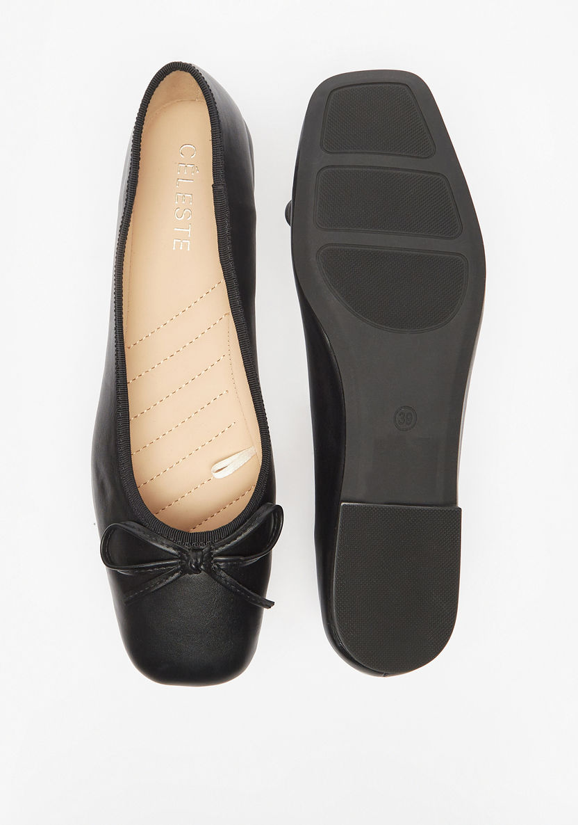 Celeste Women's Bow Accented Slip-On Ballerina Shoes-Women%27s Ballerinas-image-4