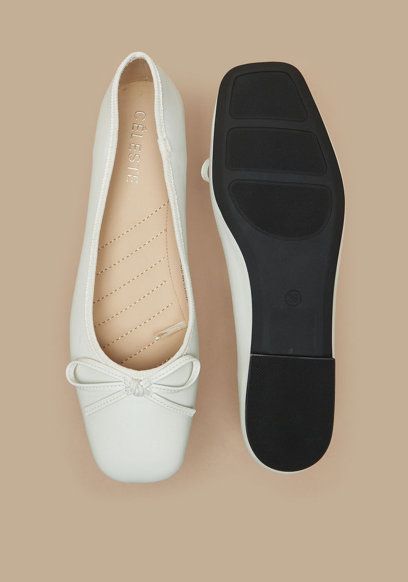 Celeste Women's Bow Accented Slip-On Ballerina Shoes-Women%27s Ballerinas-image-3
