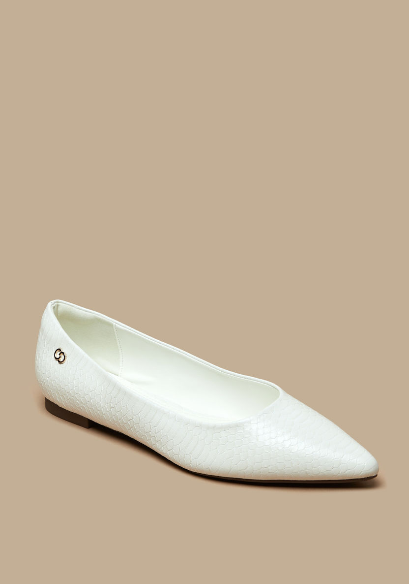 Celeste Women's Textured Slip-On Pointed Toe Ballerina Shoes-Women%27s Ballerinas-image-0