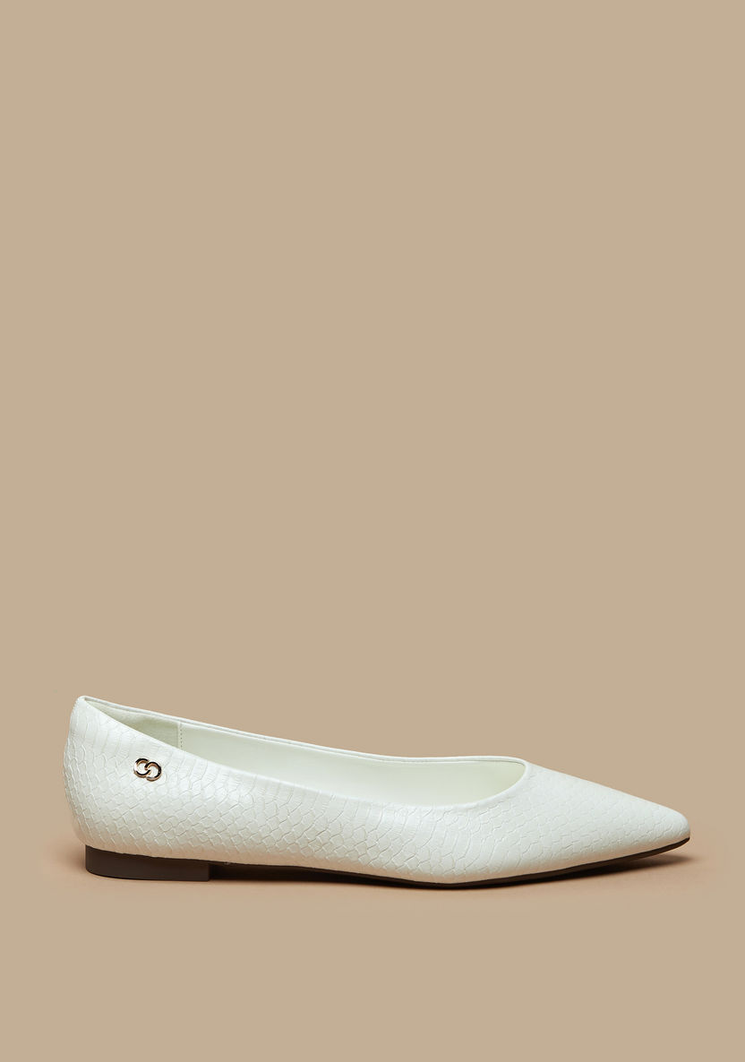 Celeste Women's Textured Slip-On Pointed Toe Ballerina Shoes-Women%27s Ballerinas-image-2