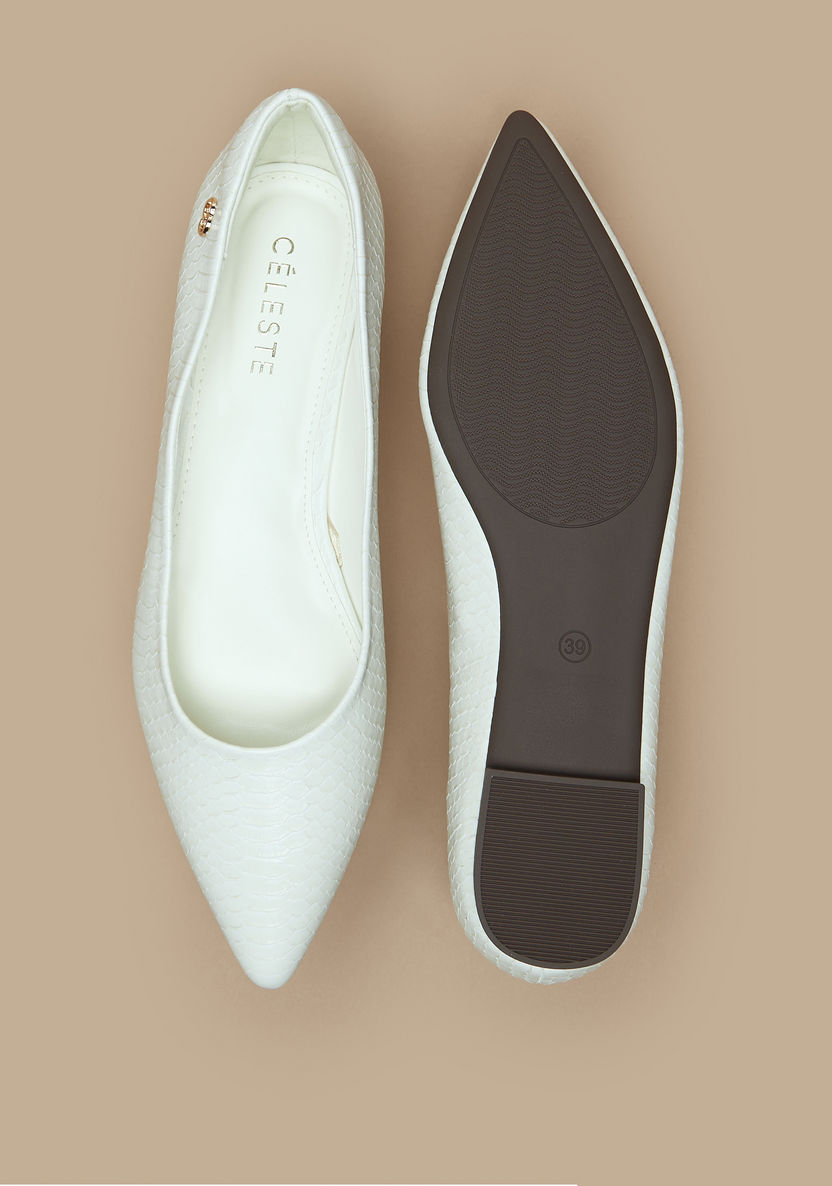 Celeste Women's Textured Slip-On Pointed Toe Ballerina Shoes-Women%27s Ballerinas-image-3