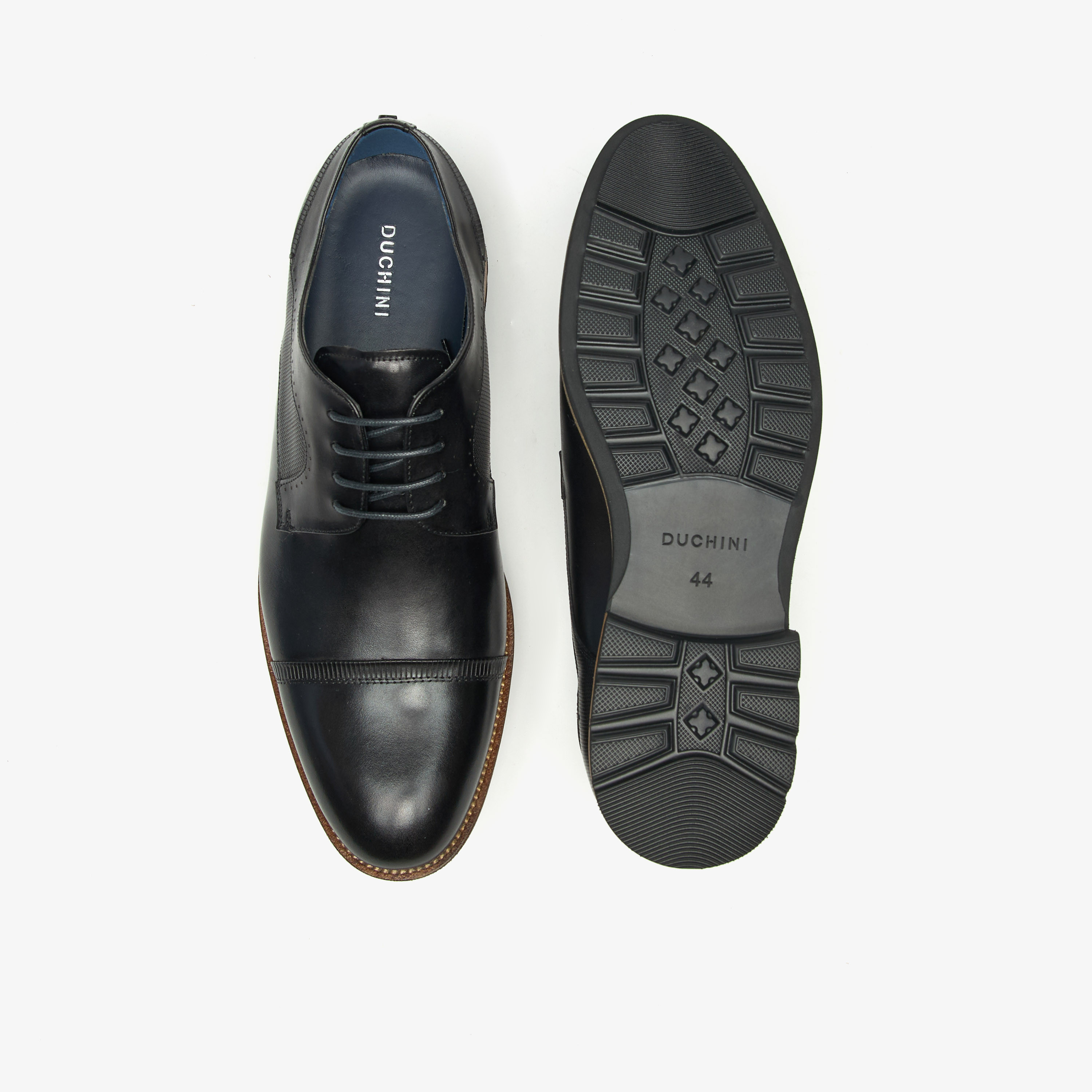 Duchini Men's Textured Derby Shoes with Lace-Up Closure-men-shoes-formalshoes-image-4