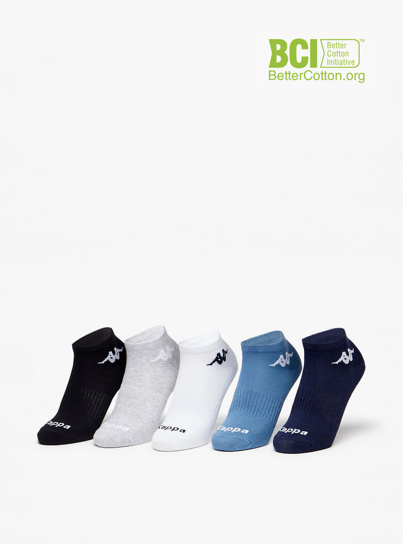 طقم جوارب 5 أزواج بطول الكاحل وتفاصيل الشعار من كابا-girls-accessories-socks-image-1