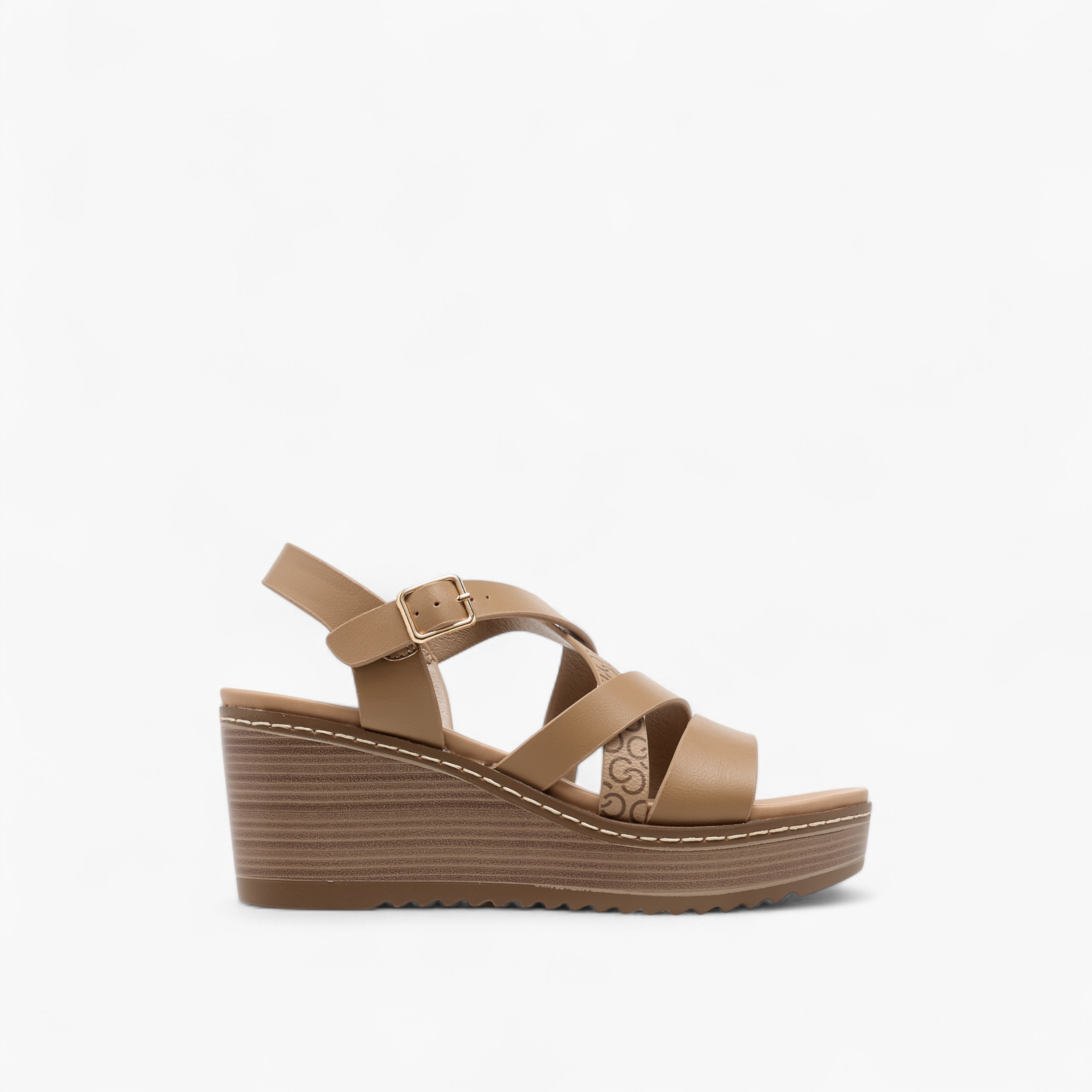 Celeste Women's Logo Print Cross Strap Sandals with Wedge Heel-women-shoes-sandals-heeled-image-3