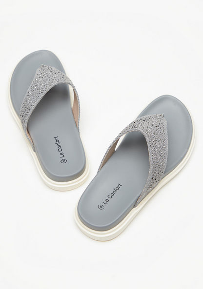 Le Confort Embellished Slip-On Thong Sandals-Women%27s Flat Sandals-image-1