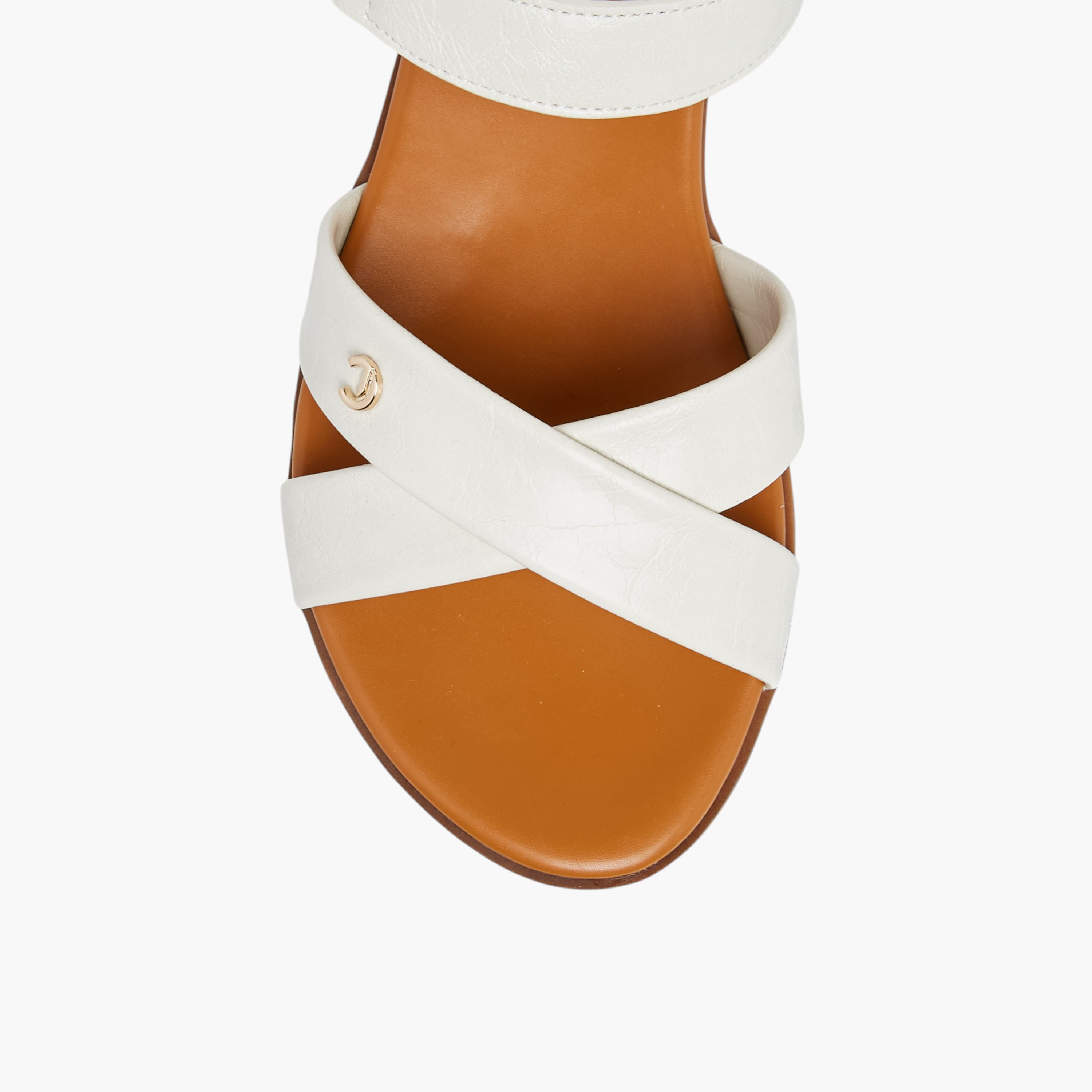 Le Confort Solid Cross Strap Sandals with Hook and Loop Closure-women-shoes-flats-sandals-image-3