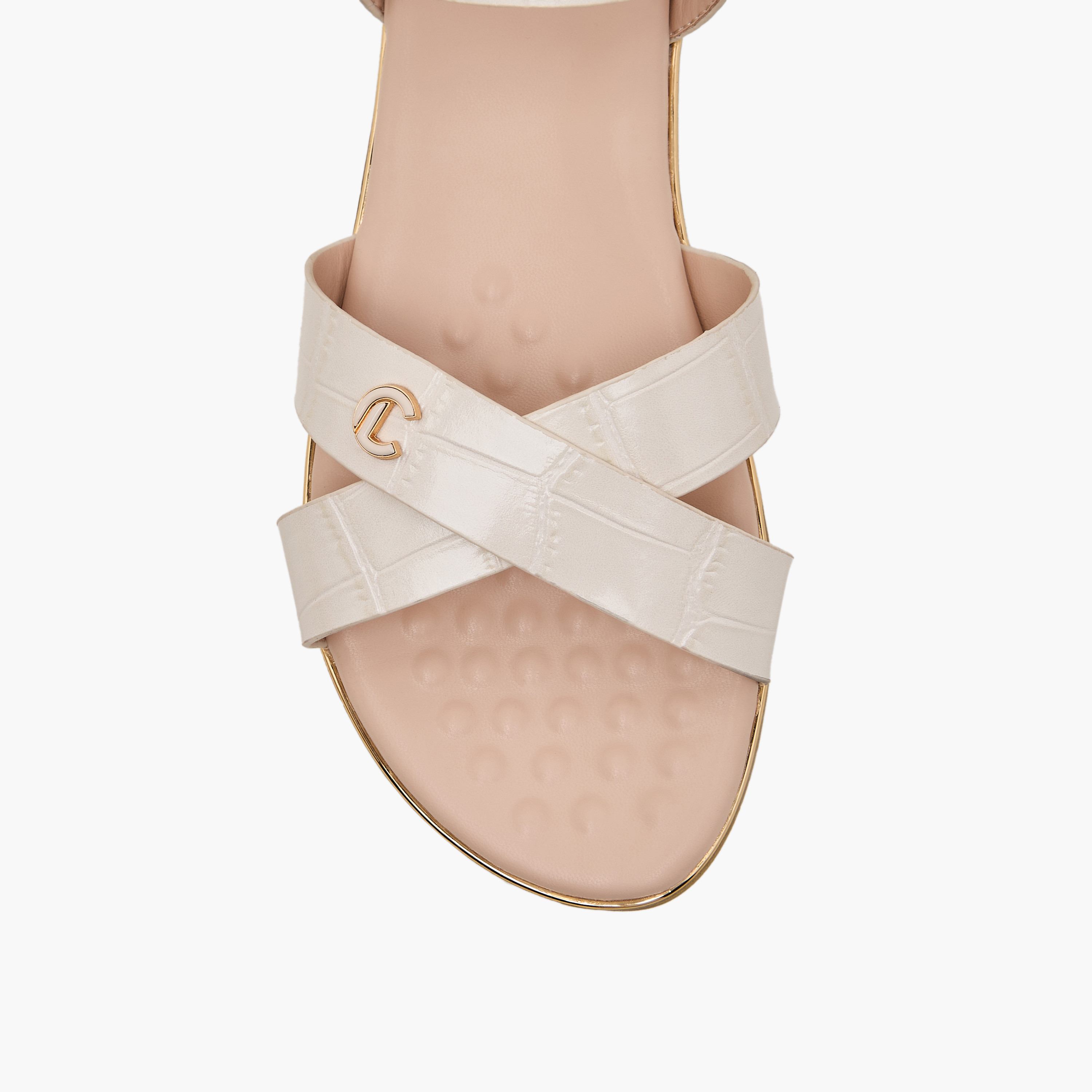 Le Confort Women Textured Cross Strap Sandals-women-shoes-flats-sandals-image-3