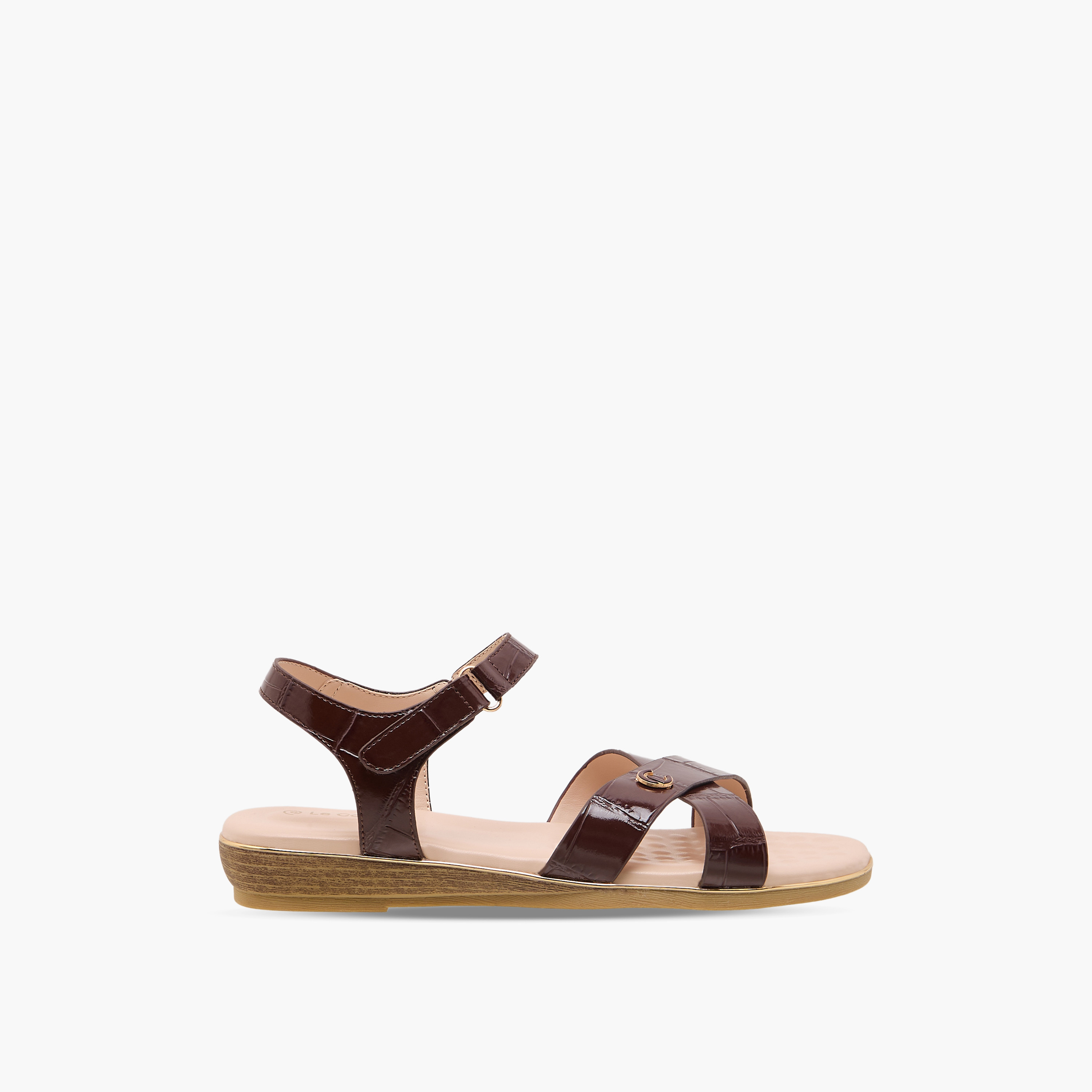 Le Confort Women Textured Cross Strap Sandals-women-shoes-flats-sandals-image-2