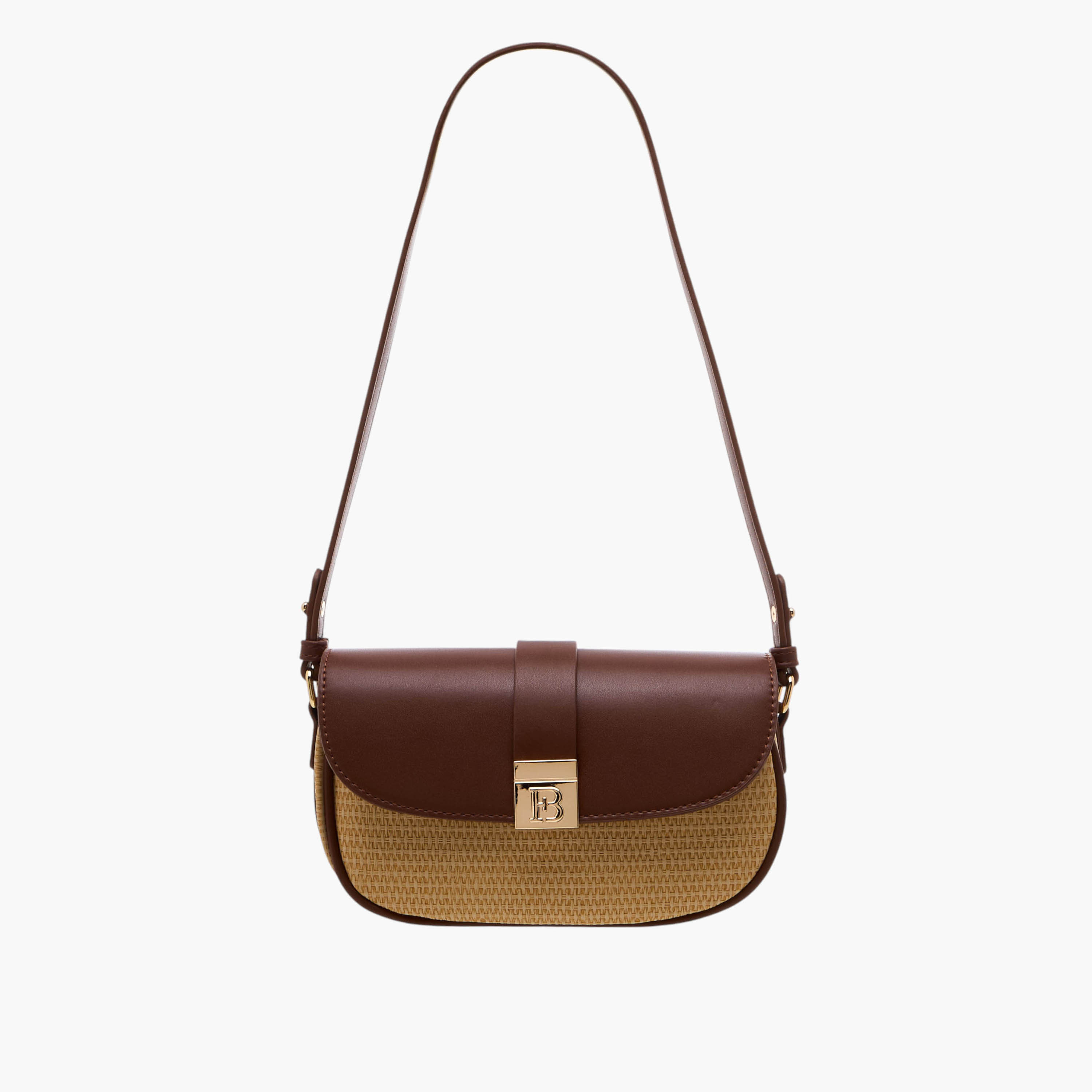 Flora Bella Textured Shoulder Bag with Adjustable Strap and Magnetic Button Closure-women-bagsandwallets-handbags-image-1